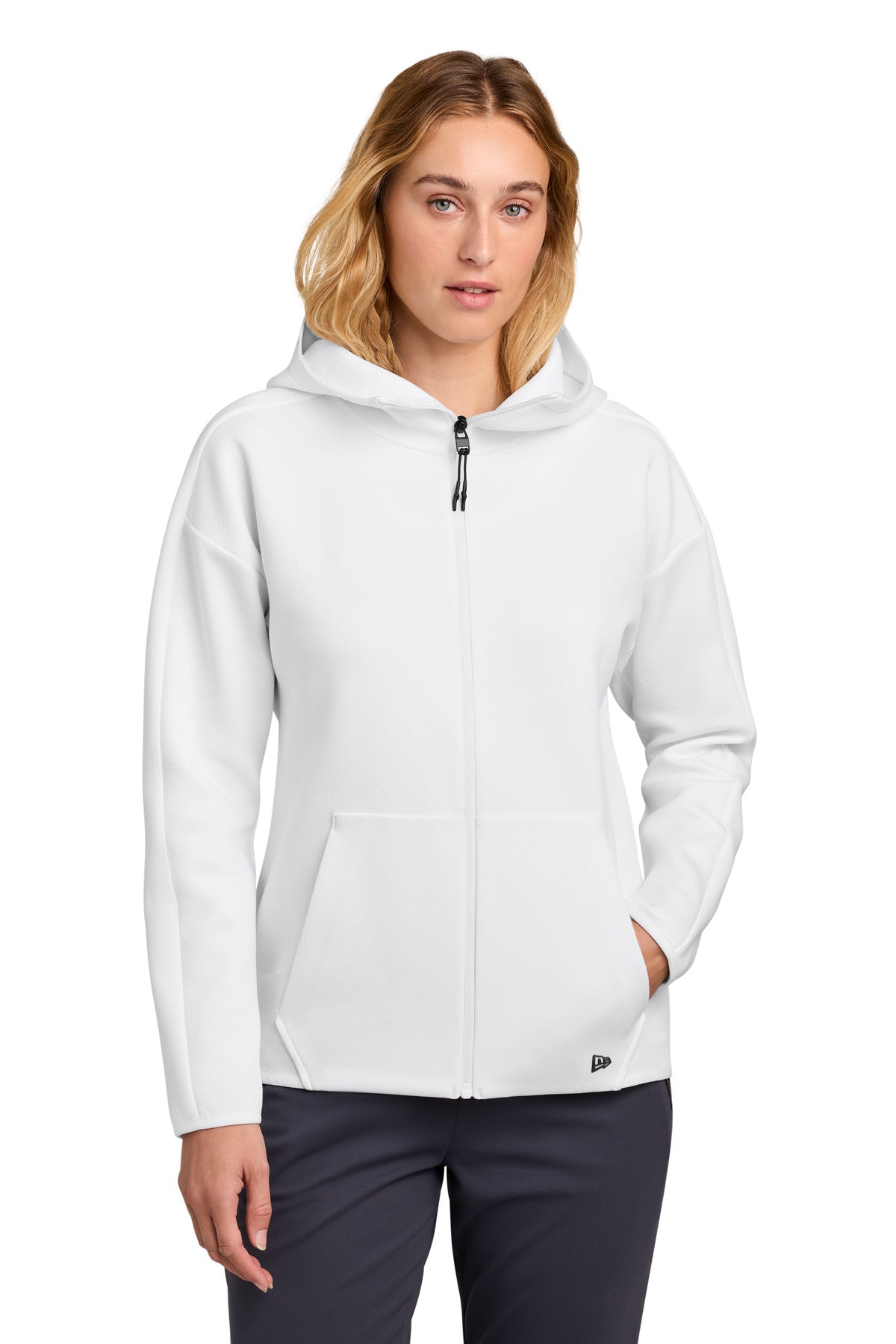 Custom White Women's Double Back Full-Zip Hoodie LNEA566, personalized by SanCanDo Swag in Argyle, TX