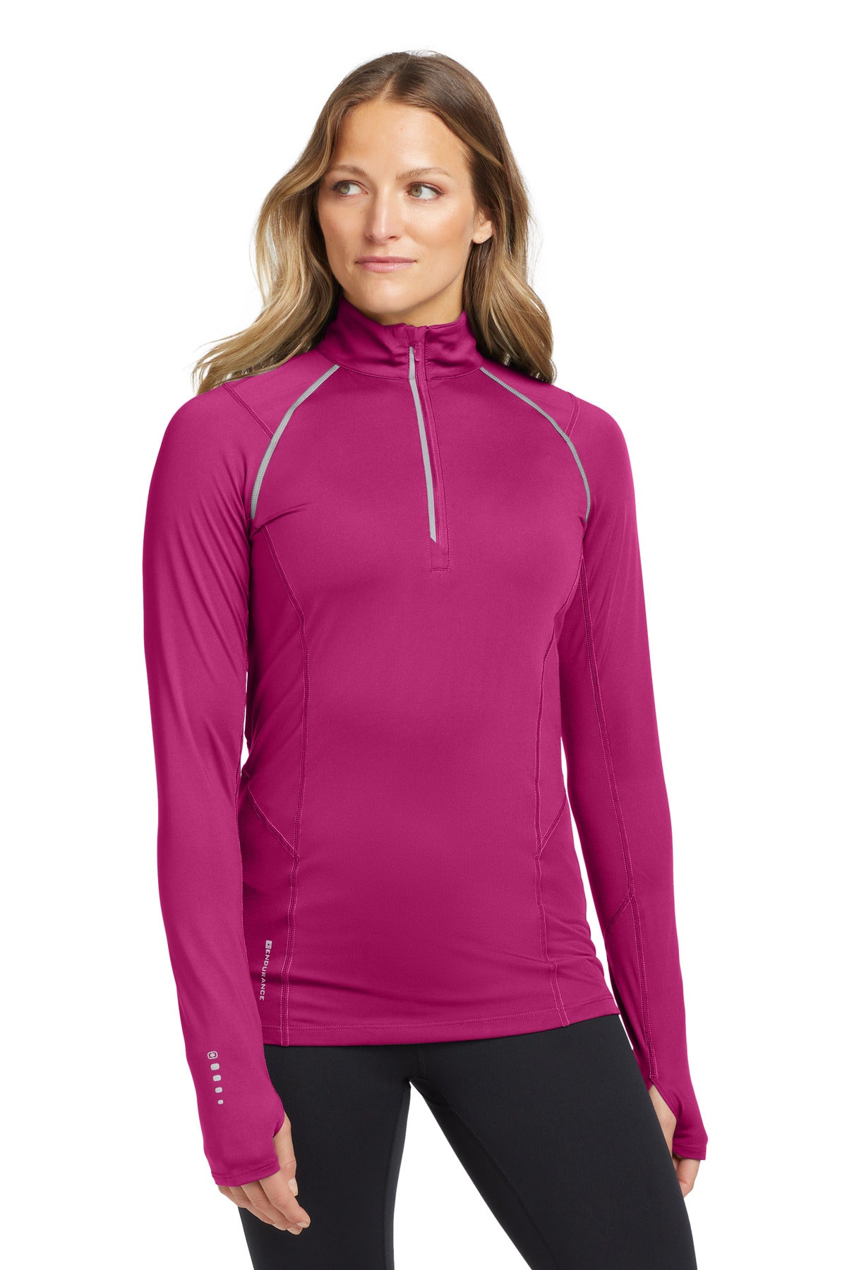 Custom Flush Pink Women's Nexus 1/4-Zip Pullover LOE335, personalized by SanCanDo Swag in Argyle, TX