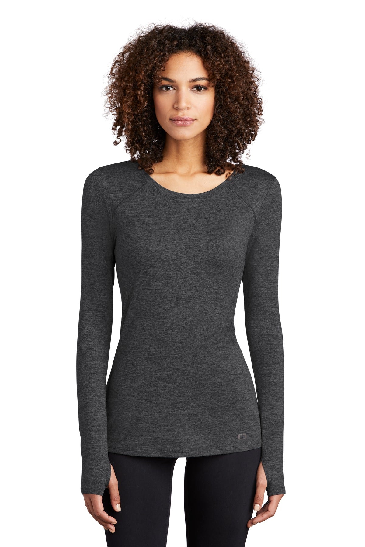 Custom Blacktop Heather Women's Force Long Sleeve Tee LOE340, personalized by SanCanDo Swag in Argyle, TX