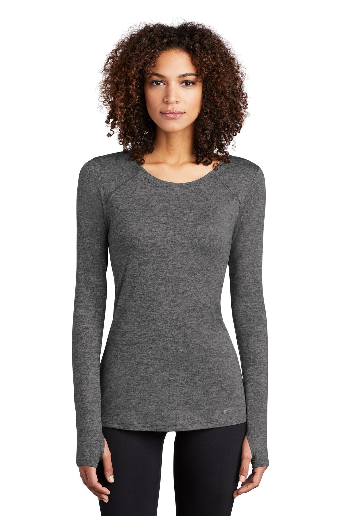 Custom Gear Grey Heather Women's Force Long Sleeve Tee LOE340, personalized by SanCanDo Swag in Argyle, TX
