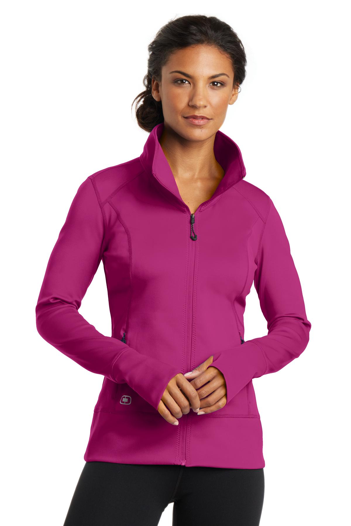 Custom Flush Pink Women's Fulcrum Full-Zip LOE700, personalized by SanCanDo Swag in Argyle, TX