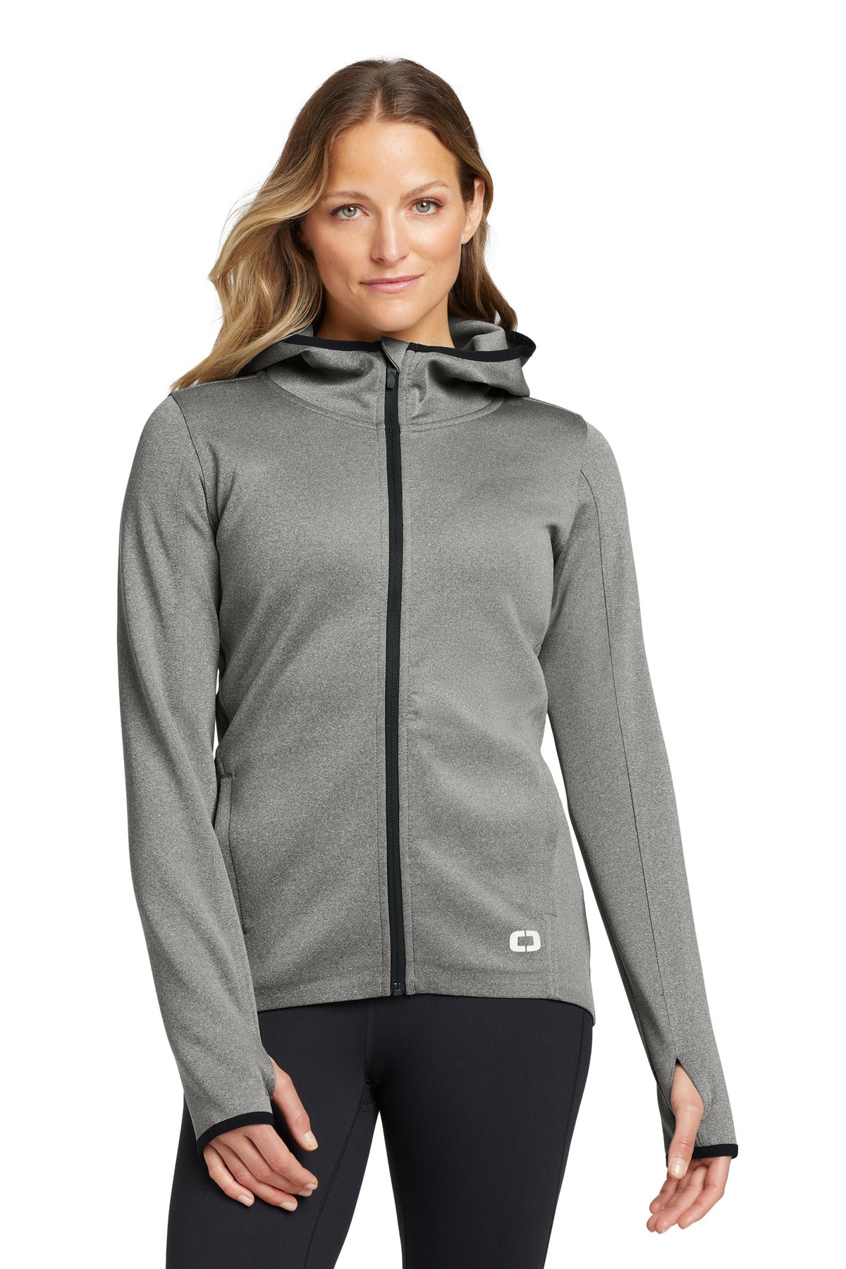Custom Heather Grey Women's Stealth Full-Zip Jacket LOE728, personalized by SanCanDo Swag in Argyle, TX