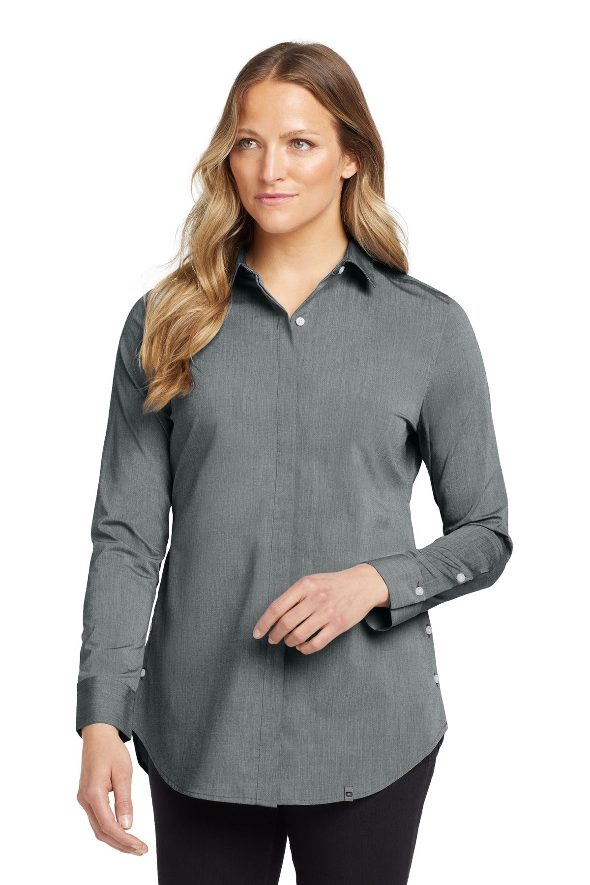Custom Gear Grey Heather Women's Commuter Woven Tunic LOG1002, personalized by SanCanDo Swag in Argyle, TX