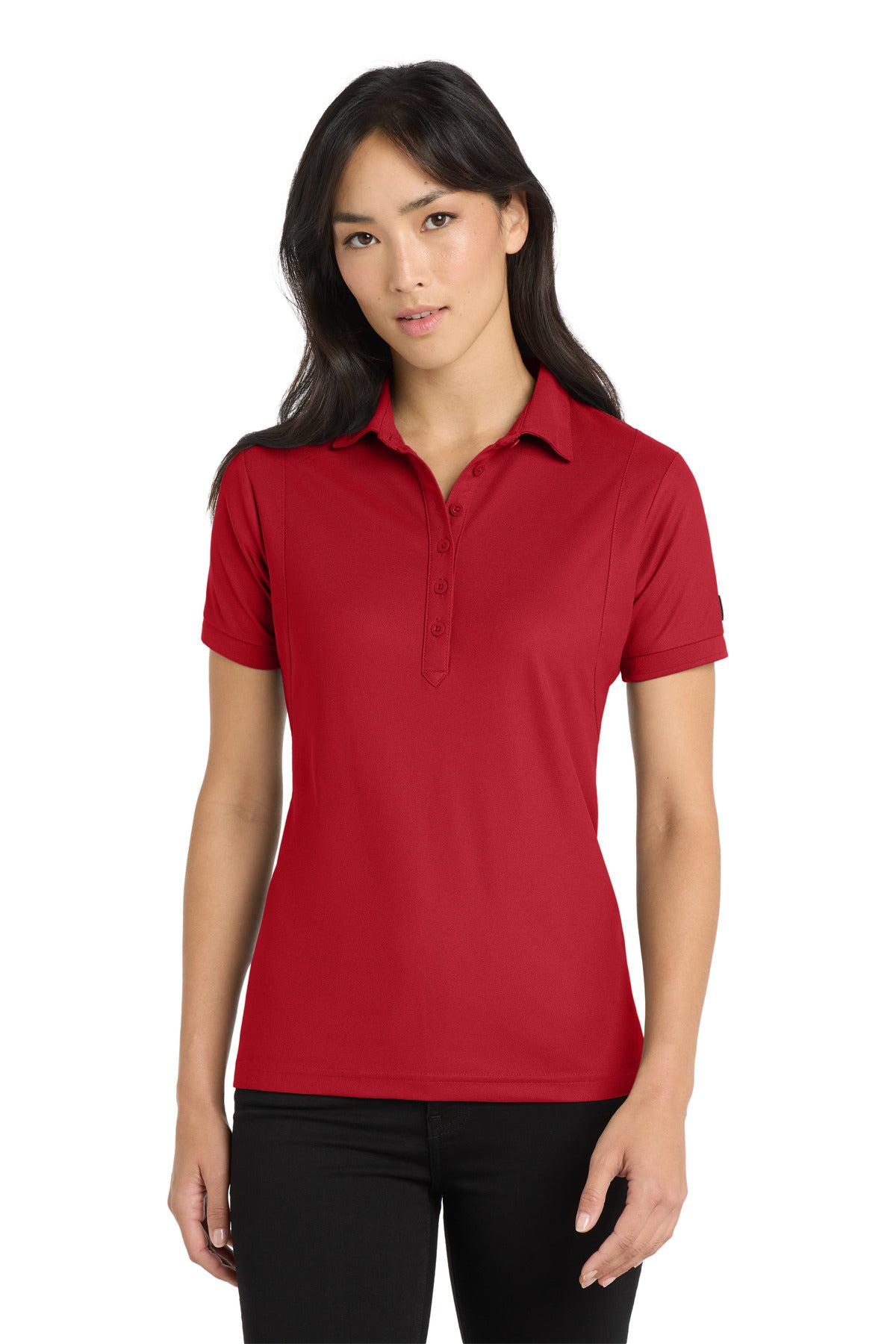 Custom Signal Red Jewel Polo LOG101, personalized by SanCanDo Swag in Argyle, TX