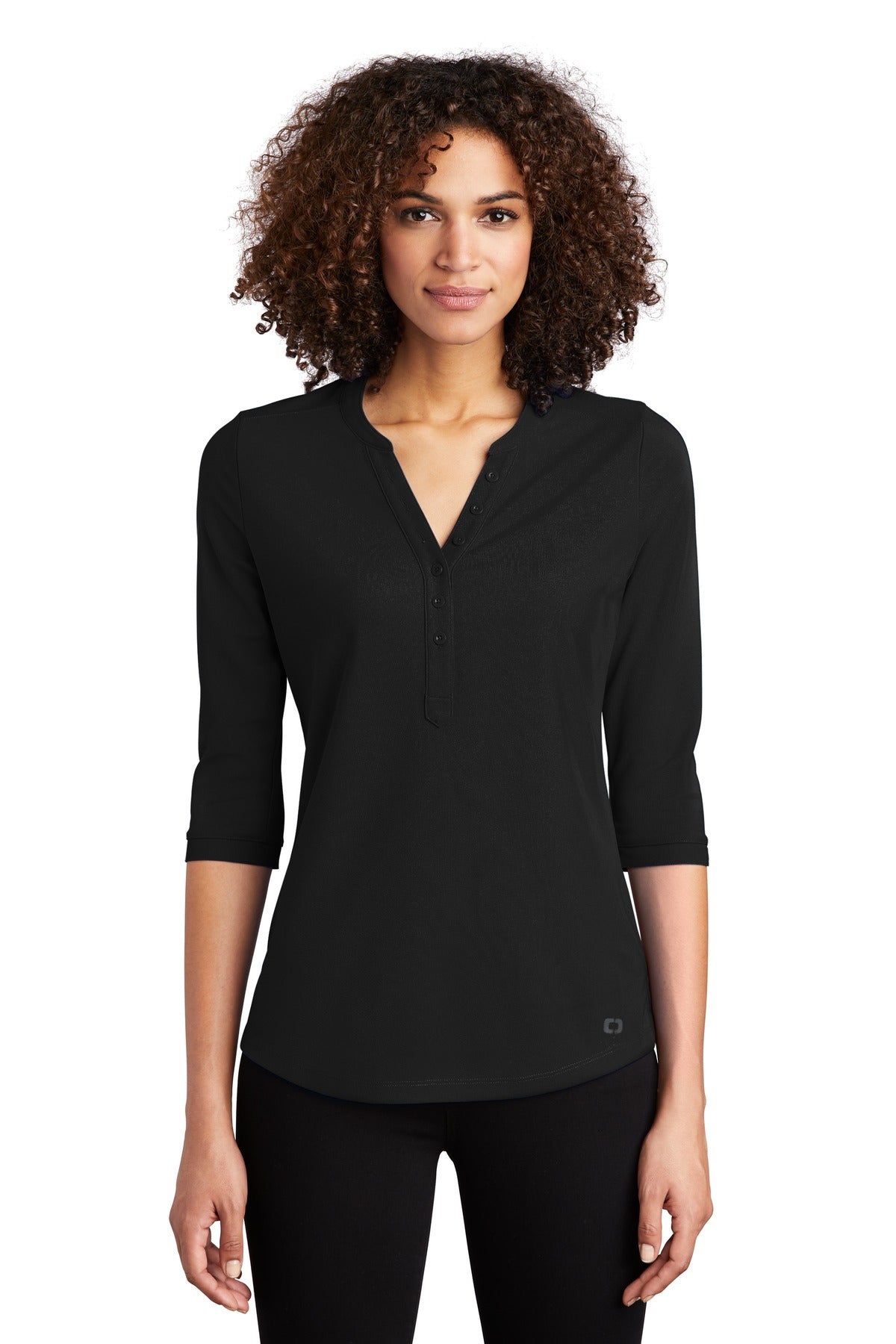 Custom Blacktop Women's Jewel Henley LOG104, personalized by SanCanDo Swag in Argyle, TX