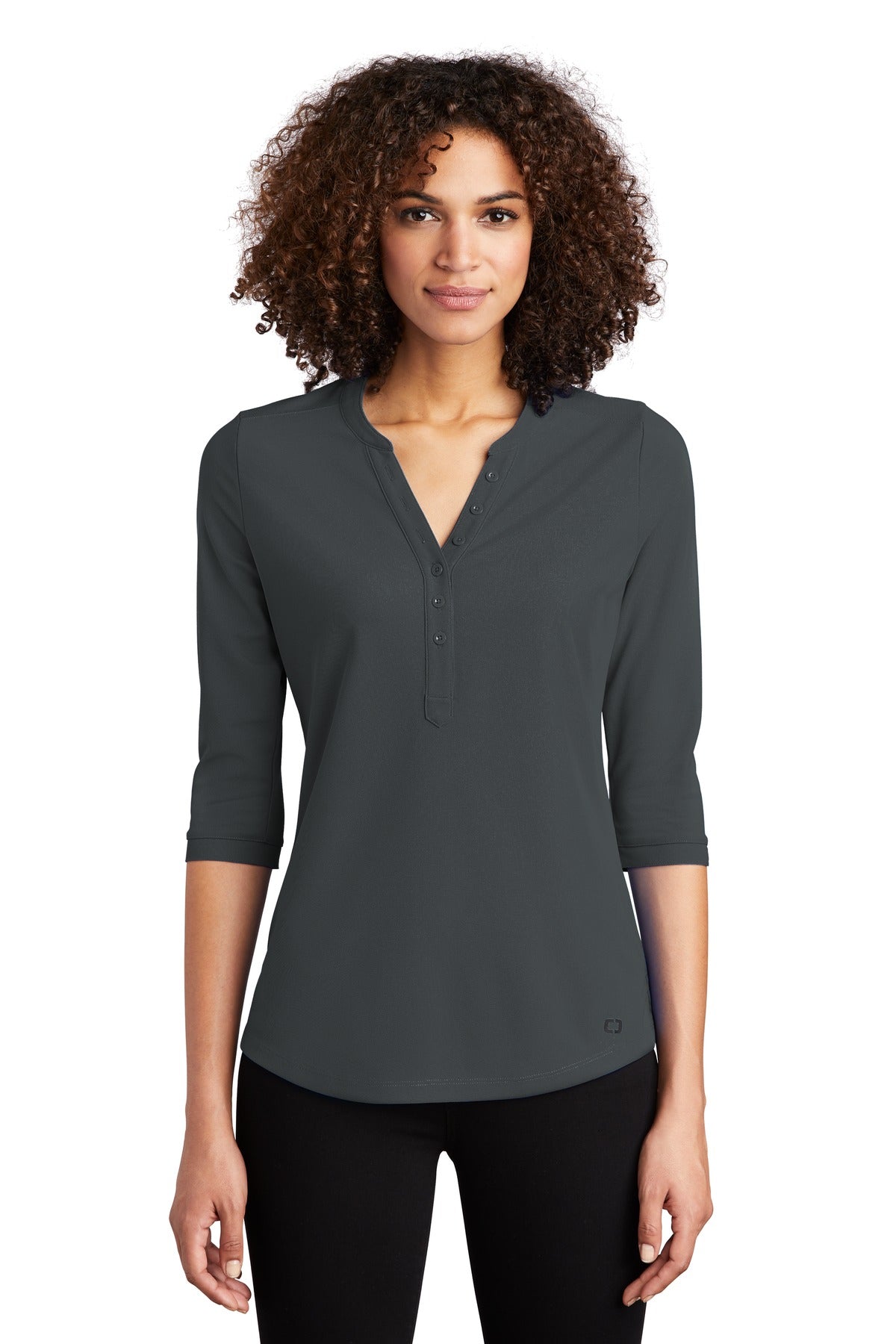 Custom Diesel Grey Women's Jewel Henley LOG104, personalized by SanCanDo Swag in Argyle, TX