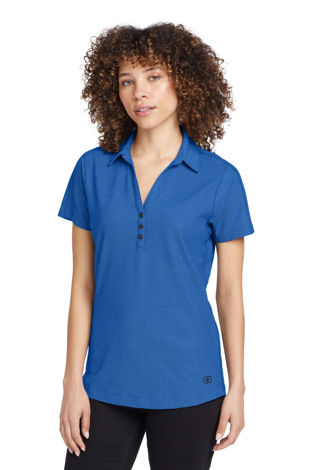 Custom Electric Blue Women's Onyx Polo LOG126, personalized by SanCanDo Swag in Argyle, TX