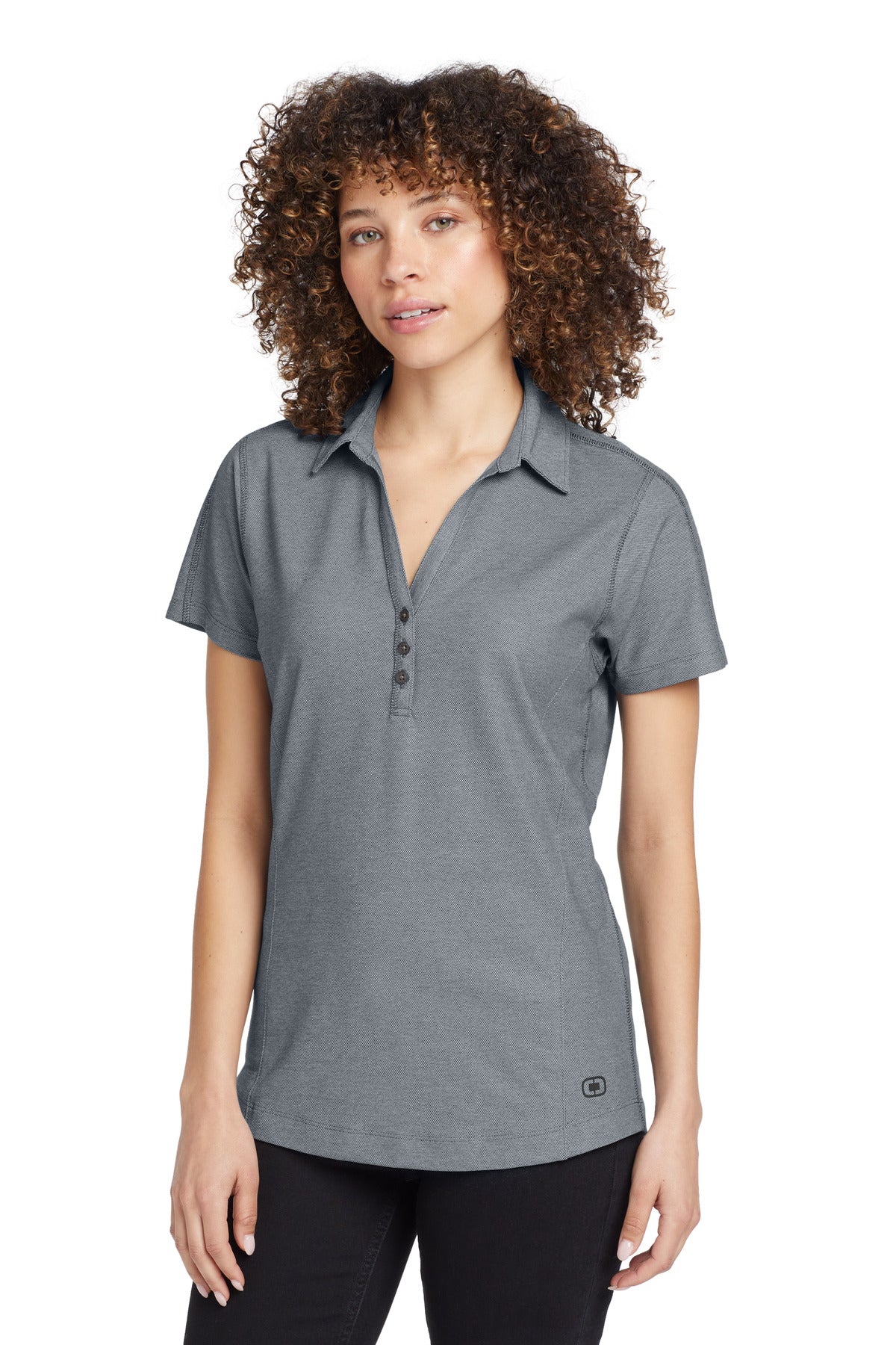 Custom Petrol Grey Women's Onyx Polo LOG126, personalized by SanCanDo Swag in Argyle, TX