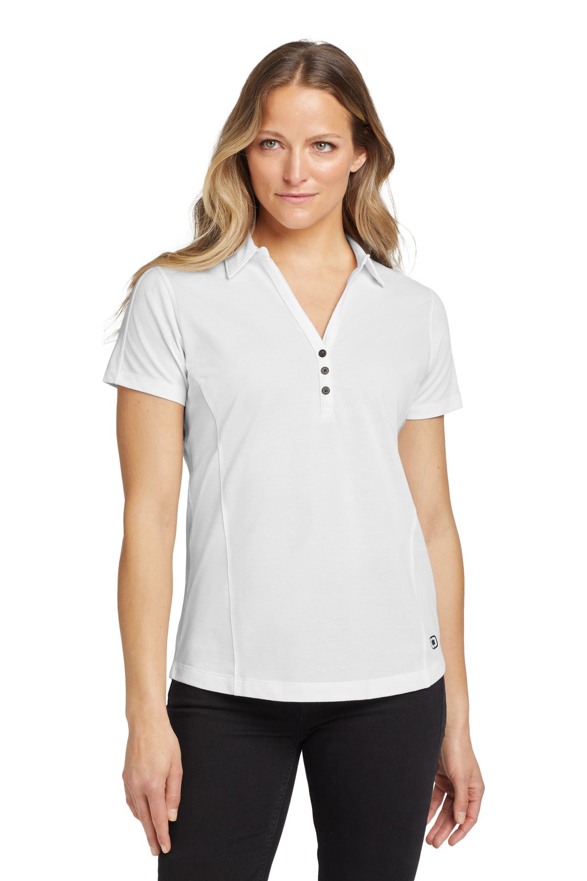 Custom White Women's Onyx Polo LOG126, personalized by SanCanDo Swag in Argyle, TX