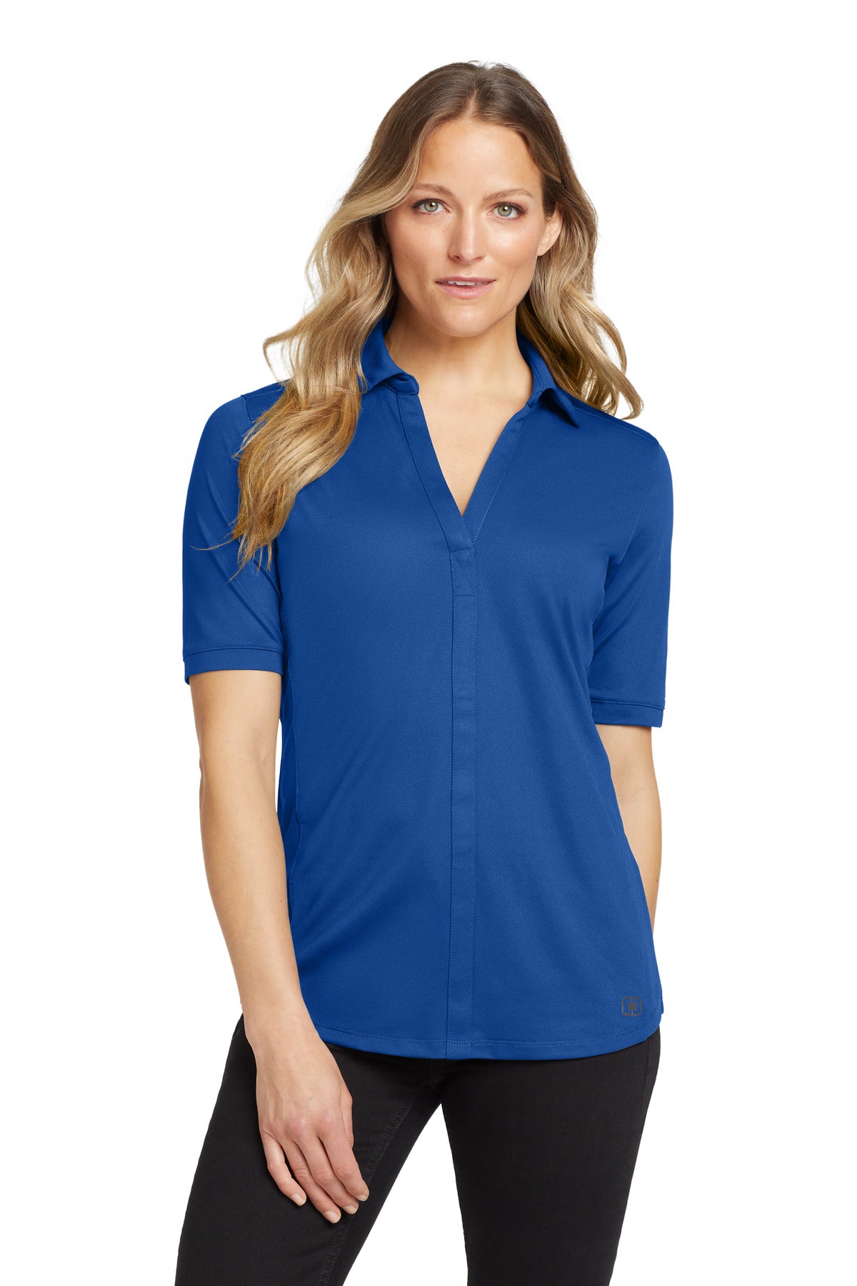 Custom Enzyme Blue Women's Metro Polo LOG130, personalized by SanCanDo Swag in Argyle, TX