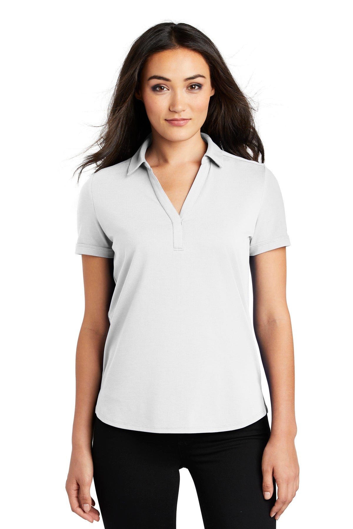 Custom Bright White Women's Limit Polo LOG138, personalized by SanCanDo Swag in Argyle, TX