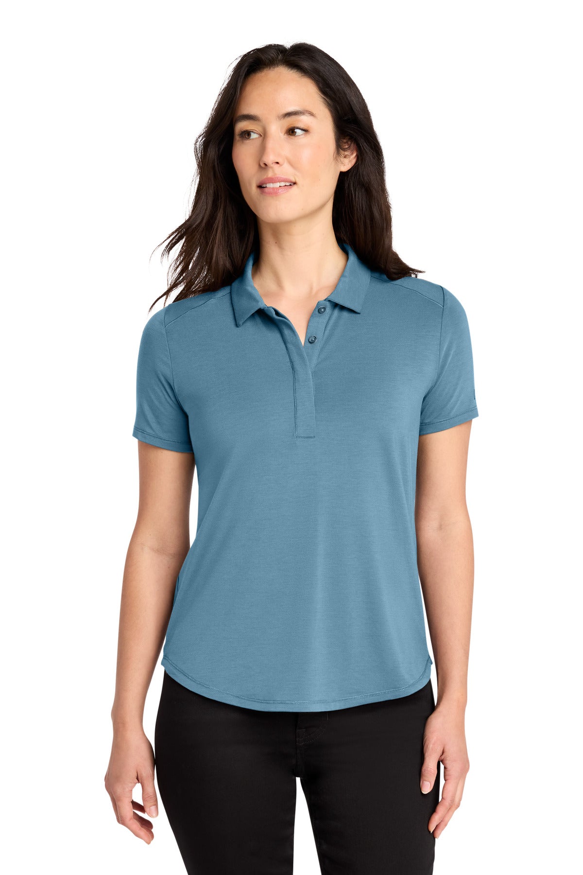 Custom Blue Mist Women's Motion Polo LOG152, personalized by SanCanDo Swag in Argyle, TX