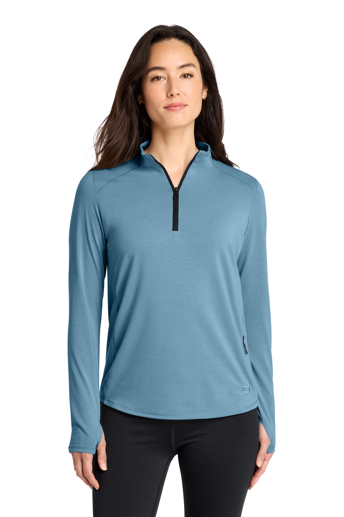 Custom Blue Mist Women's Motion 1/4-Zip LOG153, personalized by SanCanDo Swag in Argyle, TX