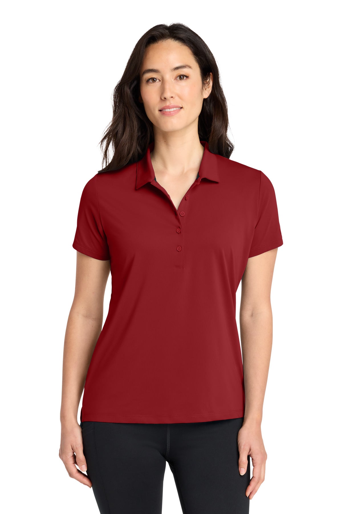 Custom Signal Red Women's Regain Polo LOG170, personalized by SanCanDo Swag in Argyle, TX