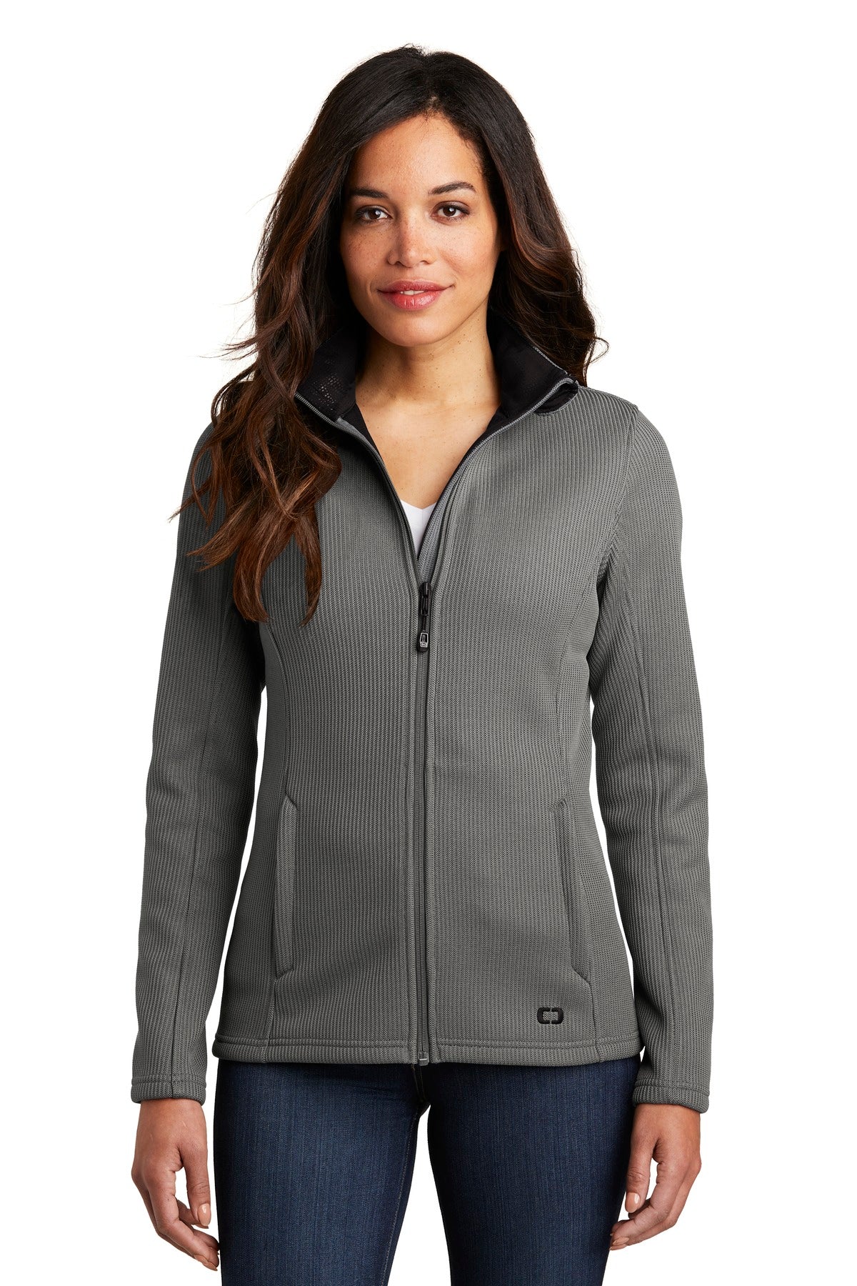 Custom Gear Grey Women's Grit Fleece Jacket LOG727, personalized by SanCanDo Swag in Argyle, TX
