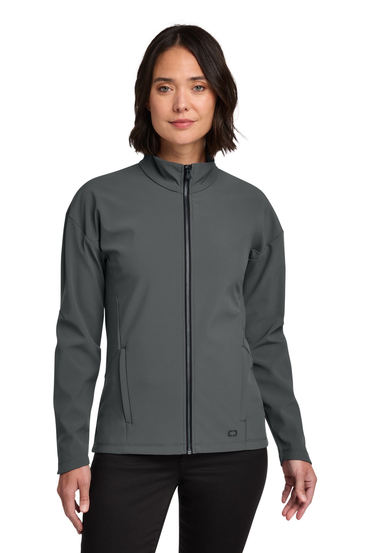 Custom Diesel Grey Women's Commuter Full-Zip Soft Shell LOG755, personalized by SanCanDo Swag in Argyle, TX