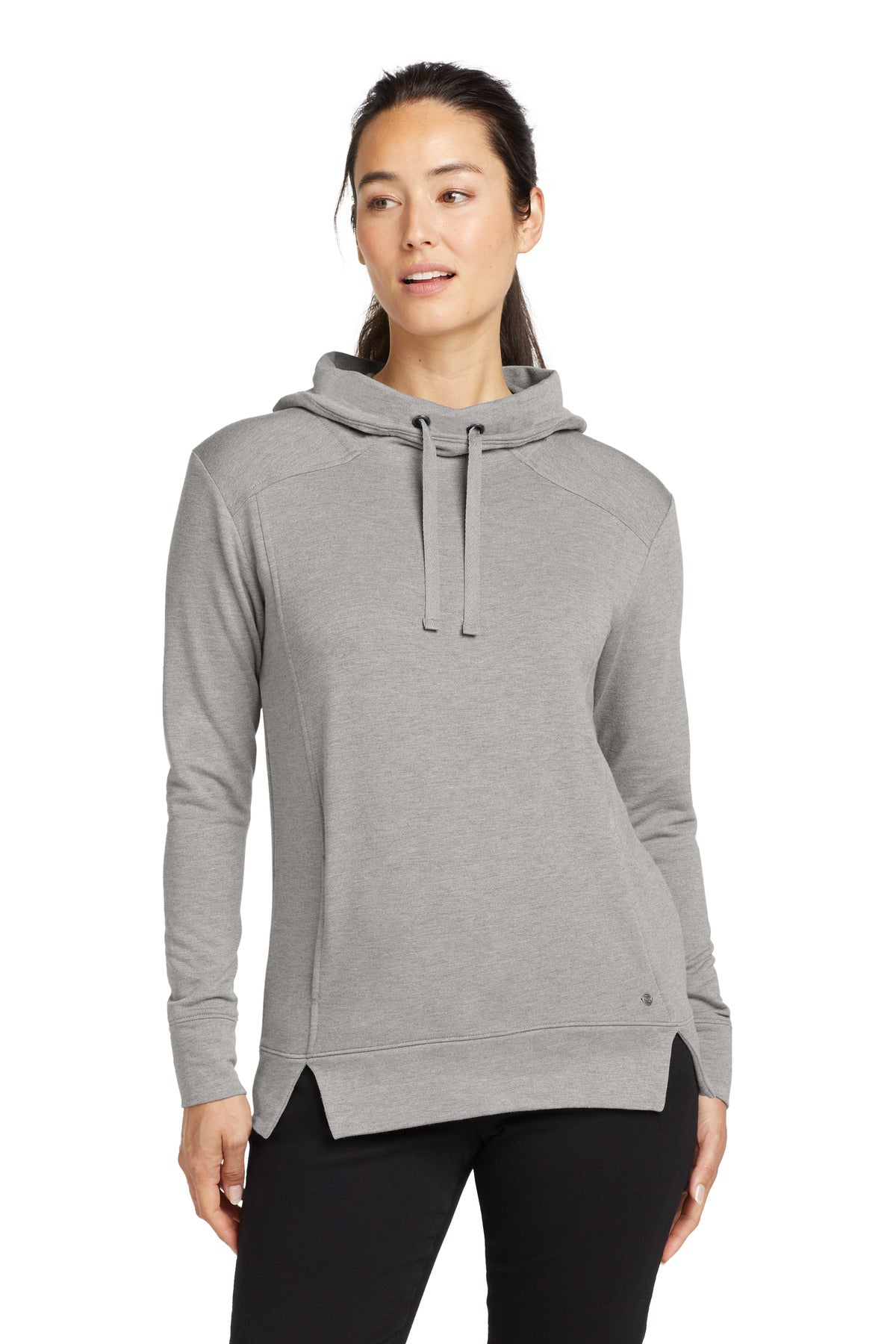 Custom Petrol Grey Heather Women's Luuma Pullover Fleece Hoodie LOG810, personalized by SanCanDo Swag in Argyle, TX