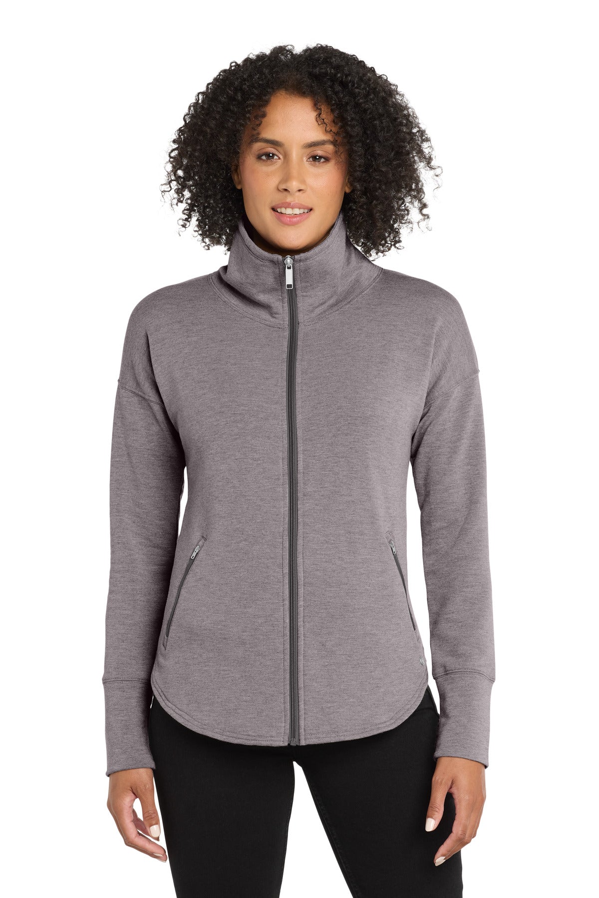 Custom Petrol Grey Heather Women's Luuma Full-Zip Fleece LOG812, personalized by SanCanDo Swag in Argyle, TX