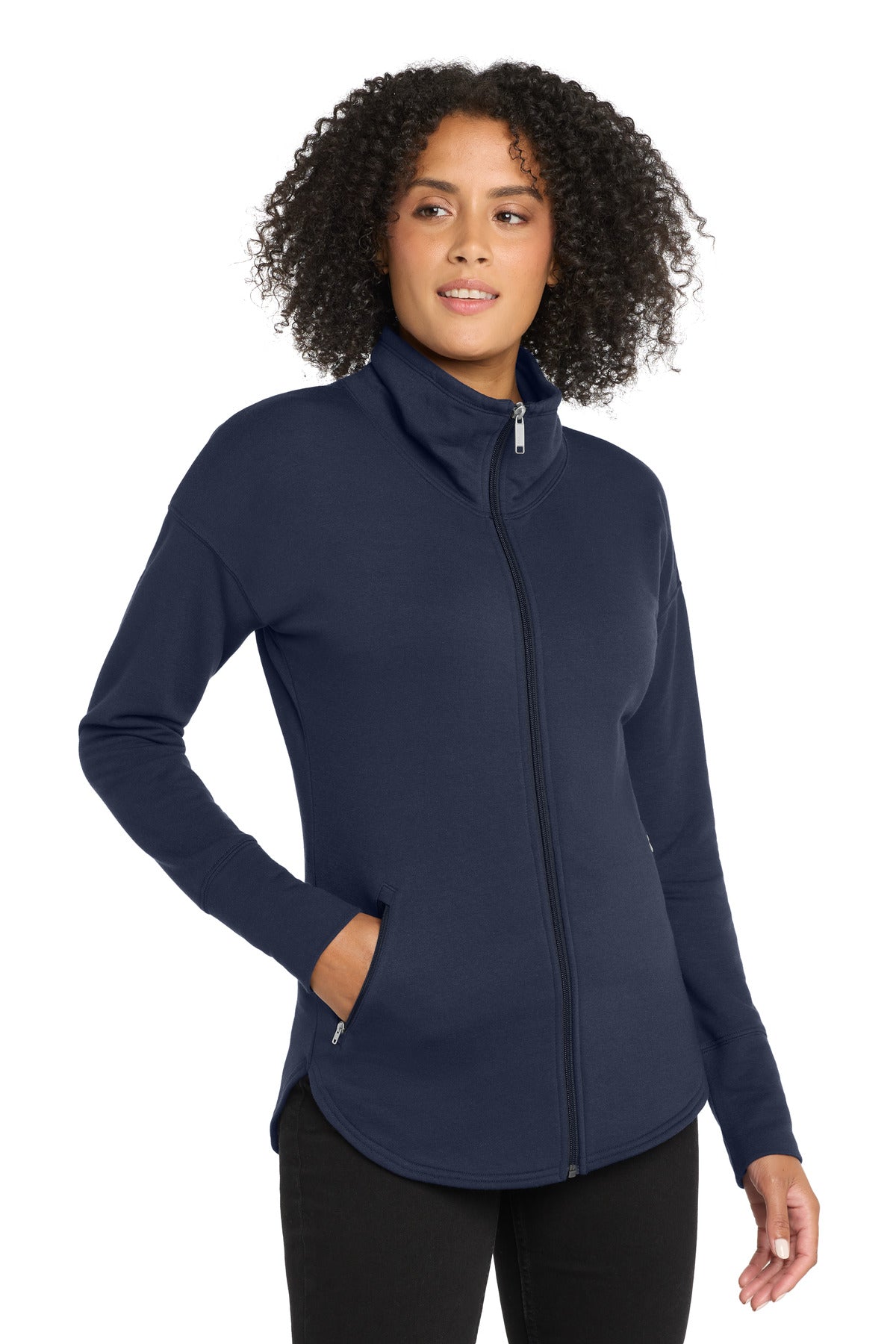 Custom River Blue Navy Women's Luuma Full-Zip Fleece LOG812, personalized by SanCanDo Swag in Argyle, TX