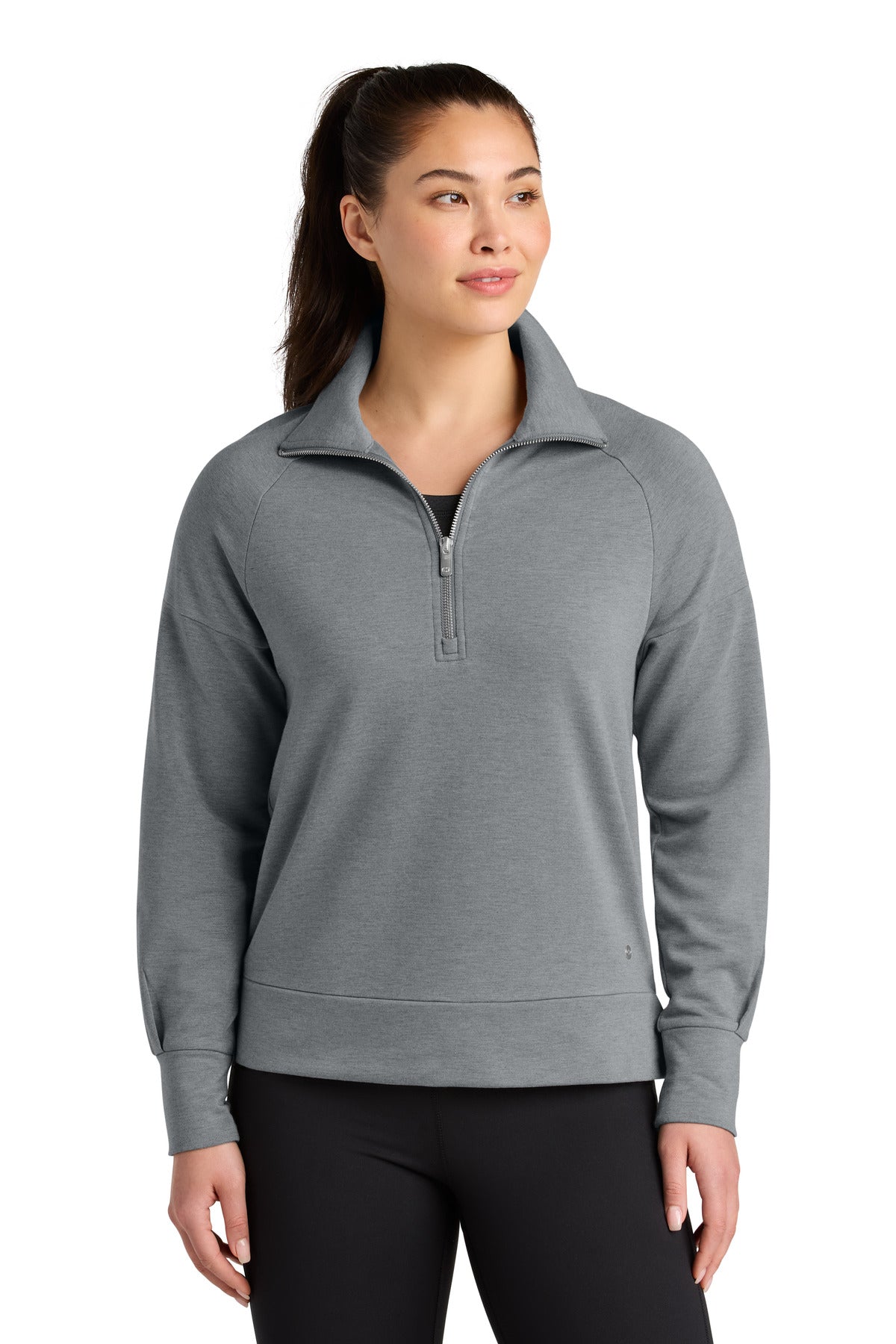 Custom Petrol Grey Heather Women's Luuma 1/2-Zip LOG814, personalized by SanCanDo Swag in Argyle, TX