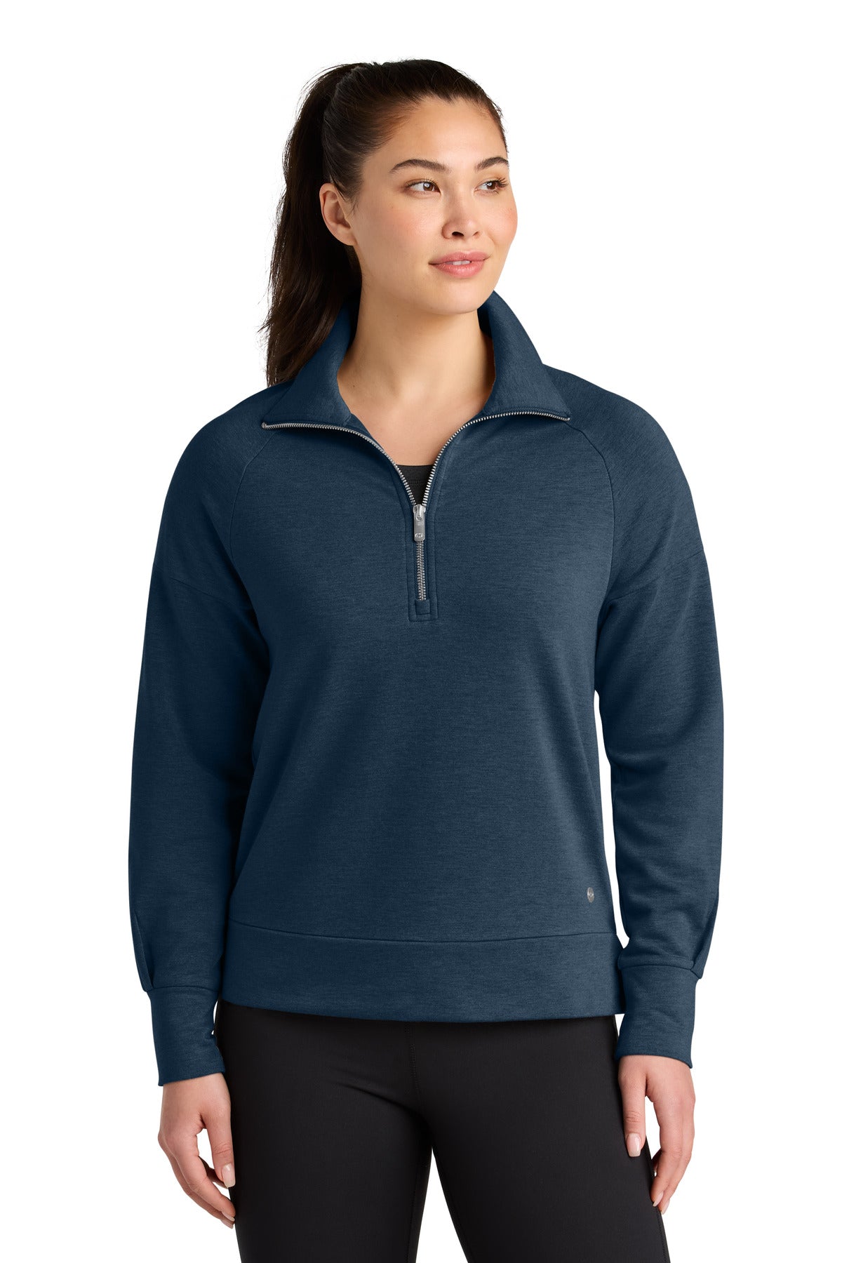 Custom River Blue Navy Women's Luuma 1/2-Zip LOG814, personalized by SanCanDo Swag in Argyle, TX