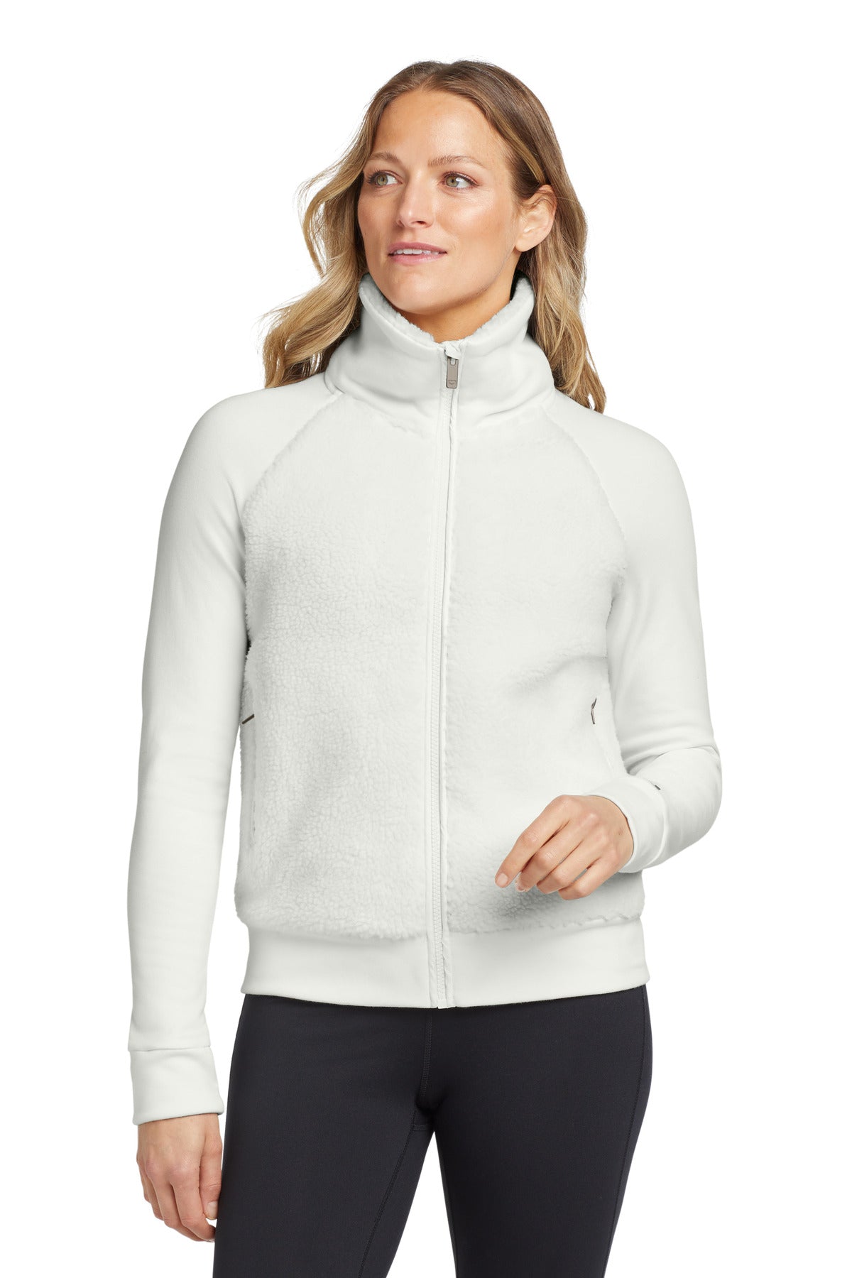 Custom Ivory Snow Women's Luuma Sherpa Full-Zip LOG815, personalized by SanCanDo Swag in Argyle, TX