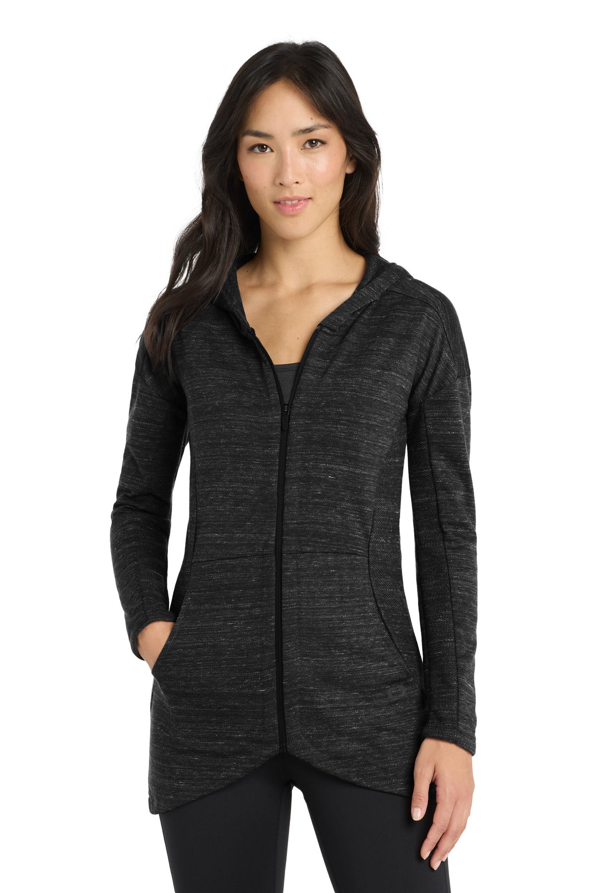 Custom Blacktop Heather Women's Flux Full-Zip Hoodie LOG823, personalized by SanCanDo Swag in Argyle, TX