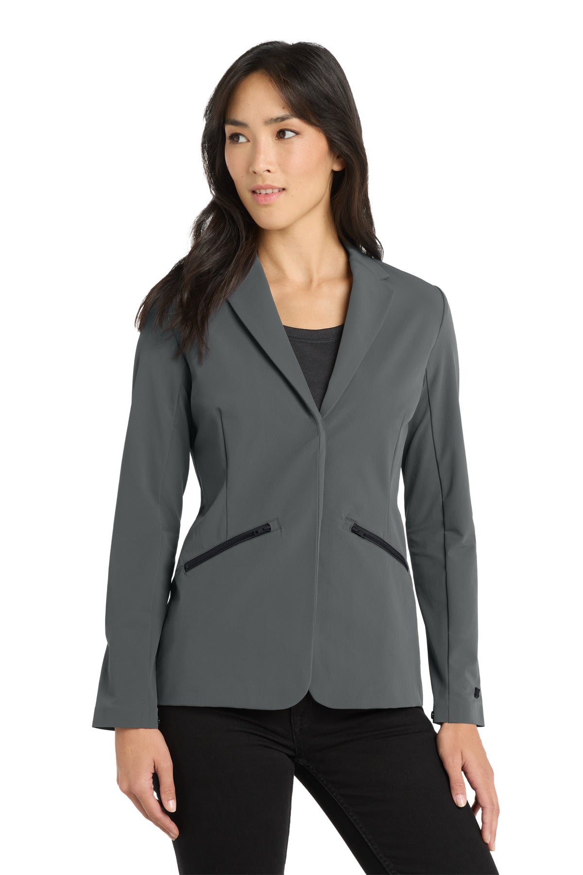 Custom Tarmac Grey Women's Fusion Blazer LOG824, personalized by SanCanDo Swag in Argyle, TX