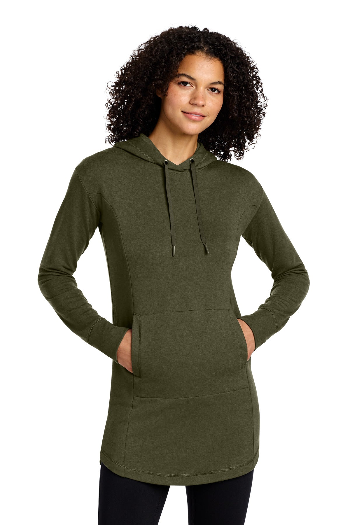 Custom Deep Olive Women's Luuma Flex Tunic LOG827, personalized by SanCanDo Swag in Argyle, TX