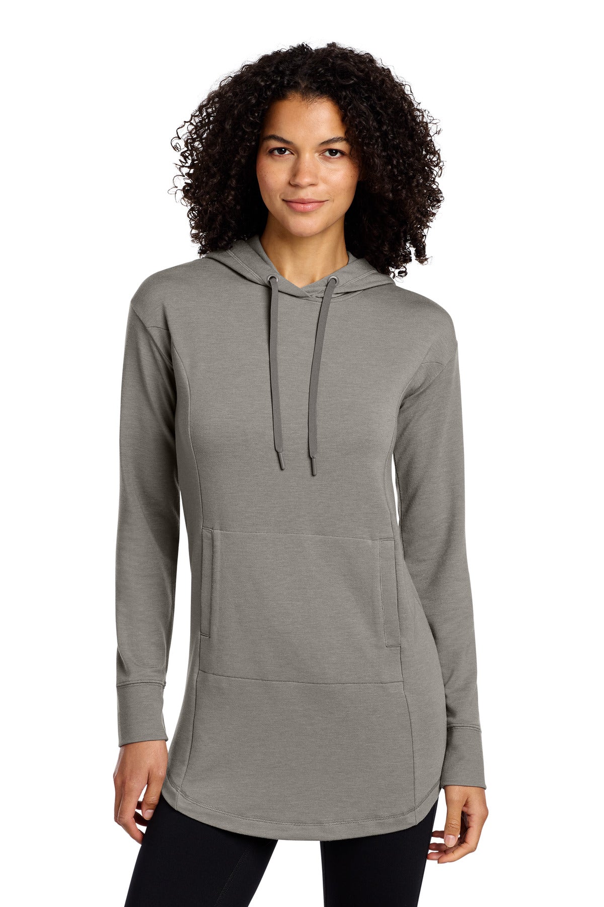 Custom Petrol Grey Heather Women's Luuma Flex Tunic LOG827, personalized by SanCanDo Swag in Argyle, TX