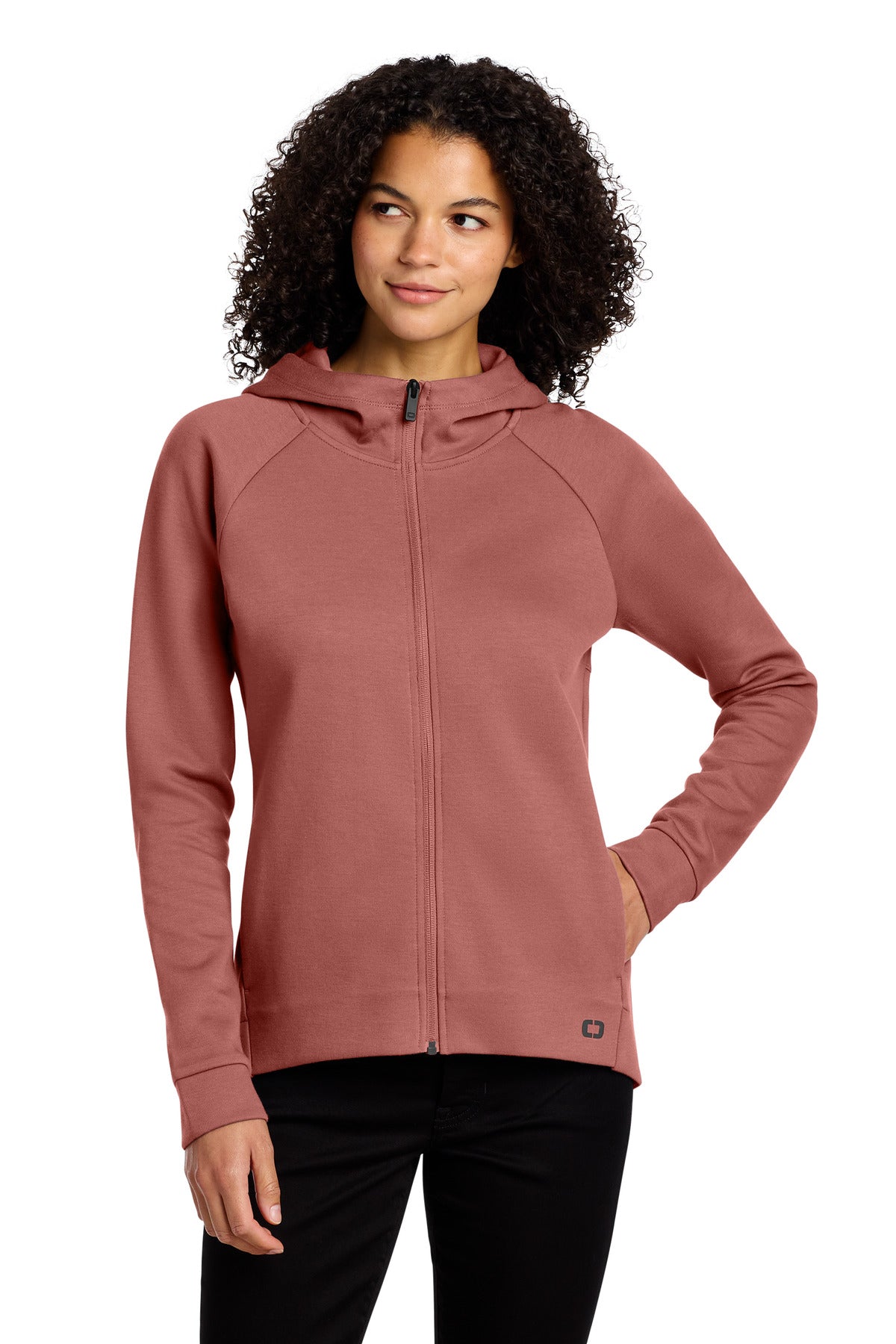 Custom Deep Rose Women's Bolt Full-Zip Hoodie LOG850, personalized by SanCanDo Swag in Argyle, TX