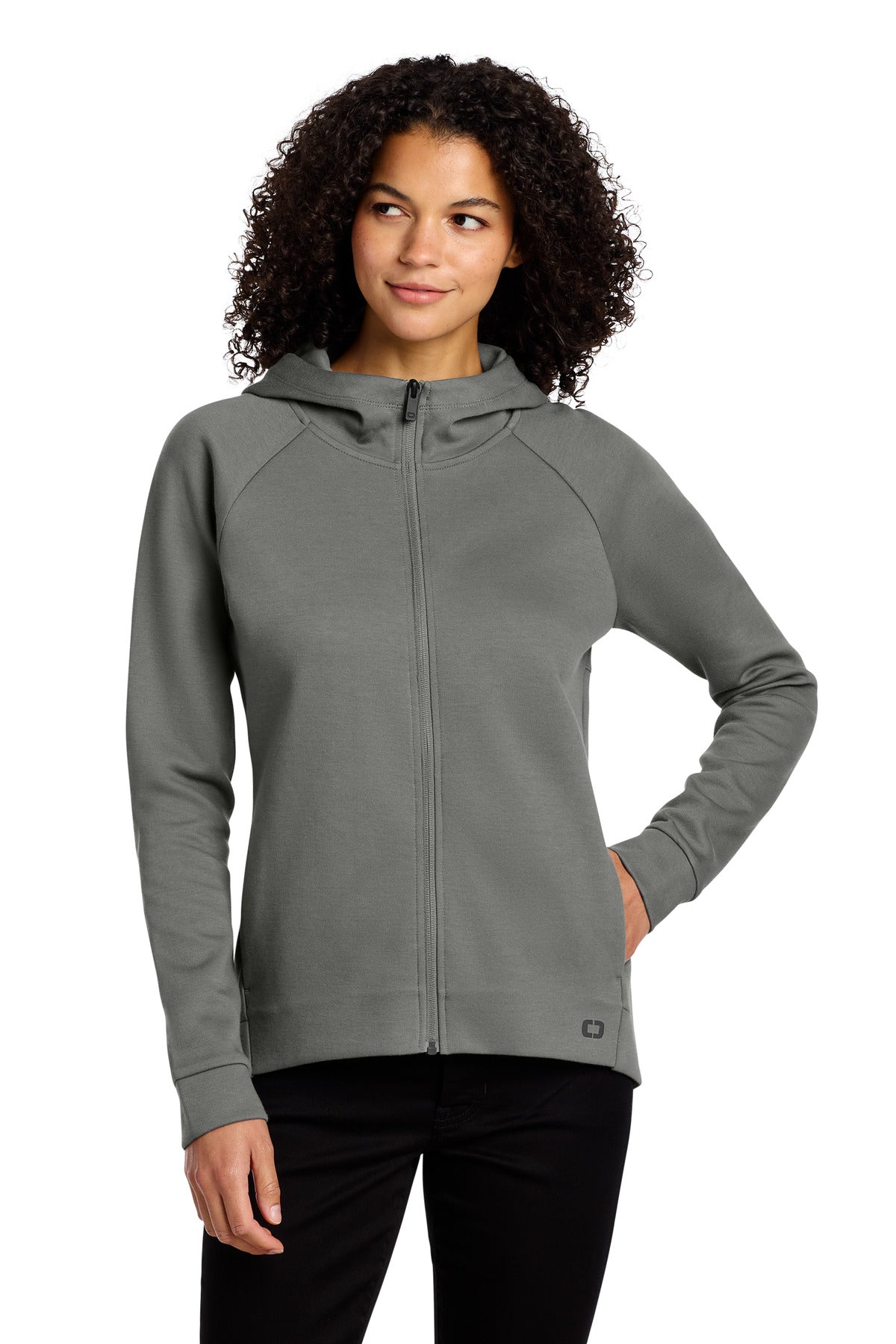 Custom Turbo Grey Women's Bolt Full-Zip Hoodie LOG850, personalized by SanCanDo Swag in Argyle, TX