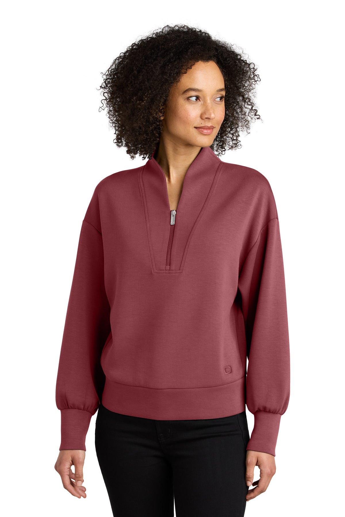 Custom Soft Ruby Women's Transcend 1/4-Zip LOG861, personalized by SanCanDo Swag in Argyle, TX