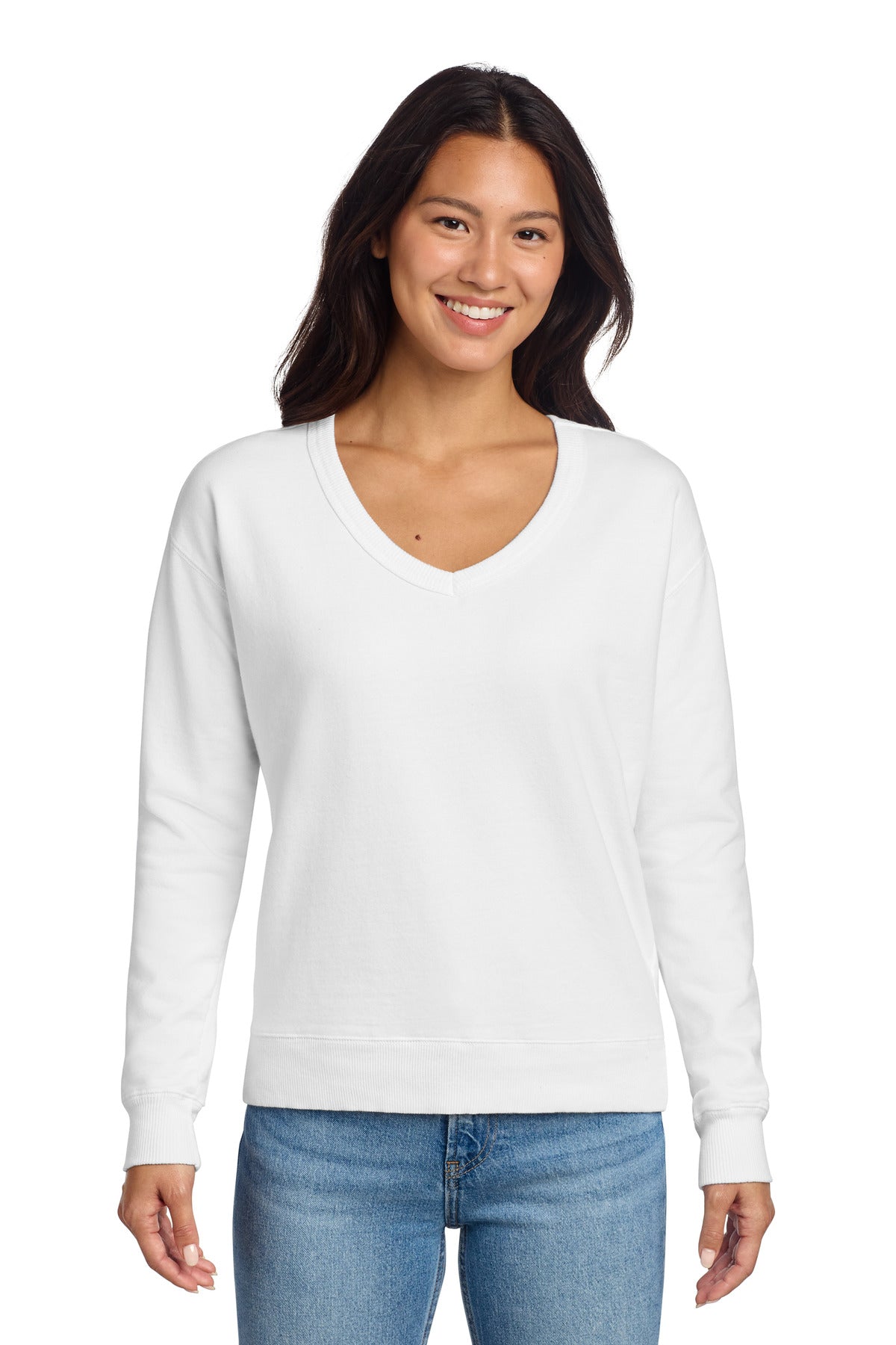 Custom White Beach Wash Garment-Dyed V-Neck Sweatshirt LPC098V, personalized by SanCanDo Swag in Argyle, TX