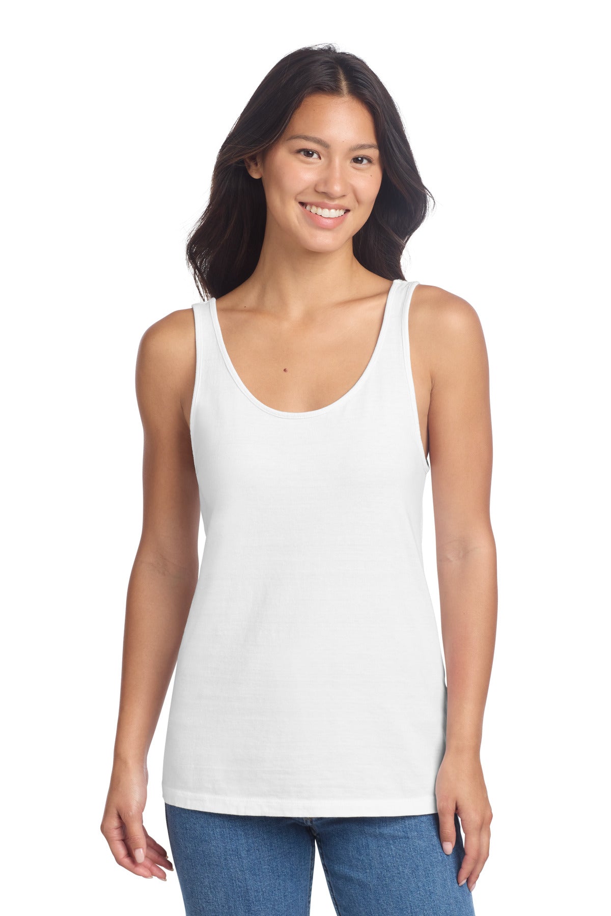 Custom White Women's Beach Wash Garment-Dyed Tank LPC099TT, personalized by SanCanDo Swag in Argyle, TX