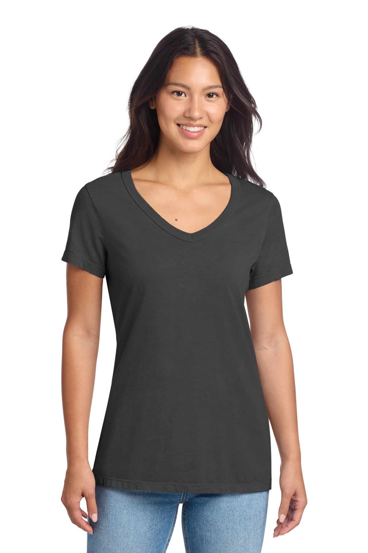 Custom Coal Beach Wash Garment-Dyed V-Neck Tee LPC099V, personalized by SanCanDo Swag in Argyle, TX