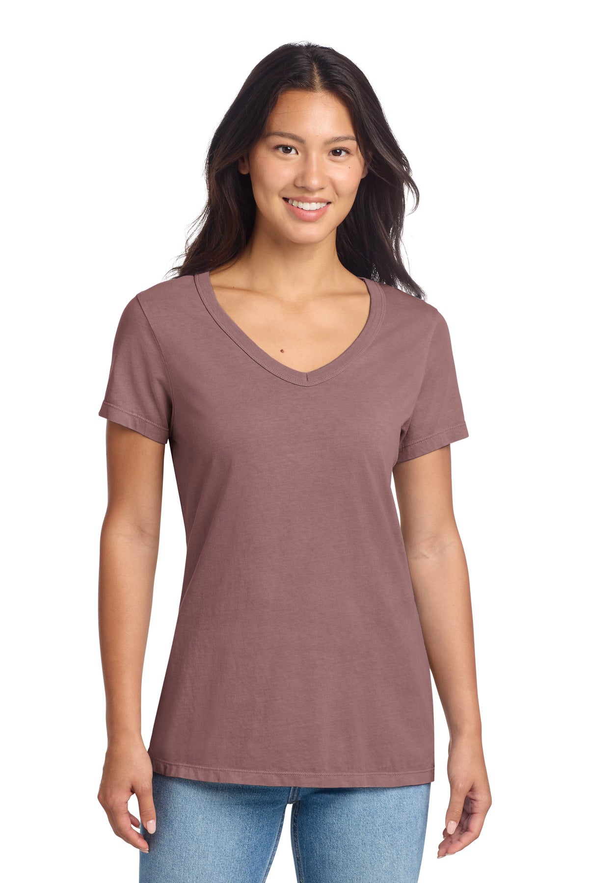 Custom Nostalgia Rose Beach Wash Garment-Dyed V-Neck Tee LPC099V, personalized by SanCanDo Swag in Argyle, TX