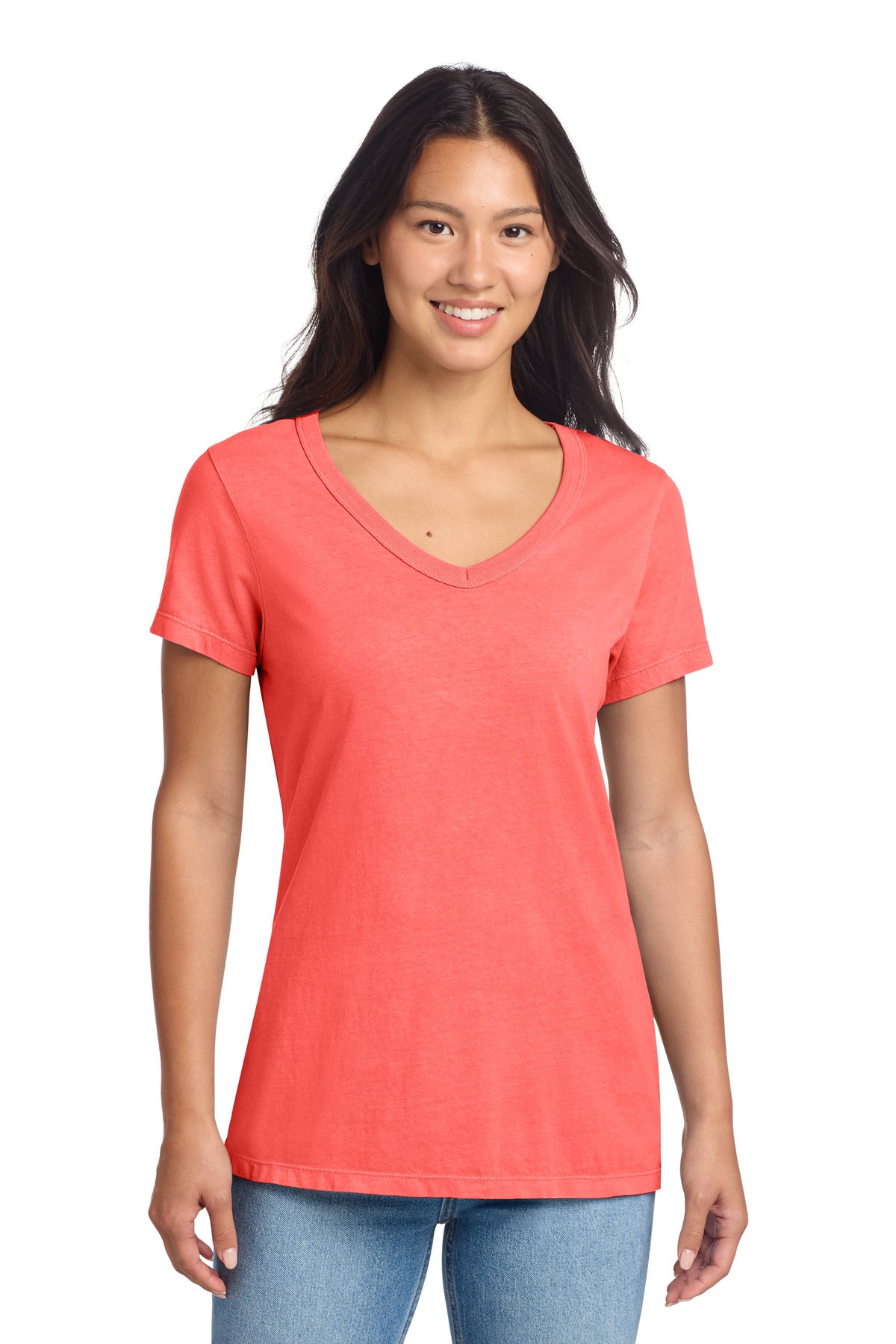 Custom Poppy Beach Wash Garment-Dyed V-Neck Tee LPC099V, personalized by SanCanDo Swag in Argyle, TX