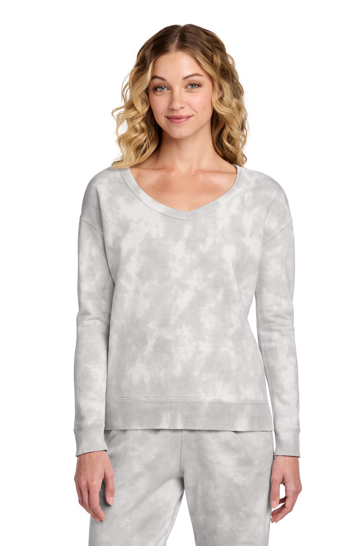 Custom Dove Grey Beach Wash Cloud Tie-Dye V-Neck Sweatshirt LPC140V, personalized by SanCanDo Swag in Argyle, TX