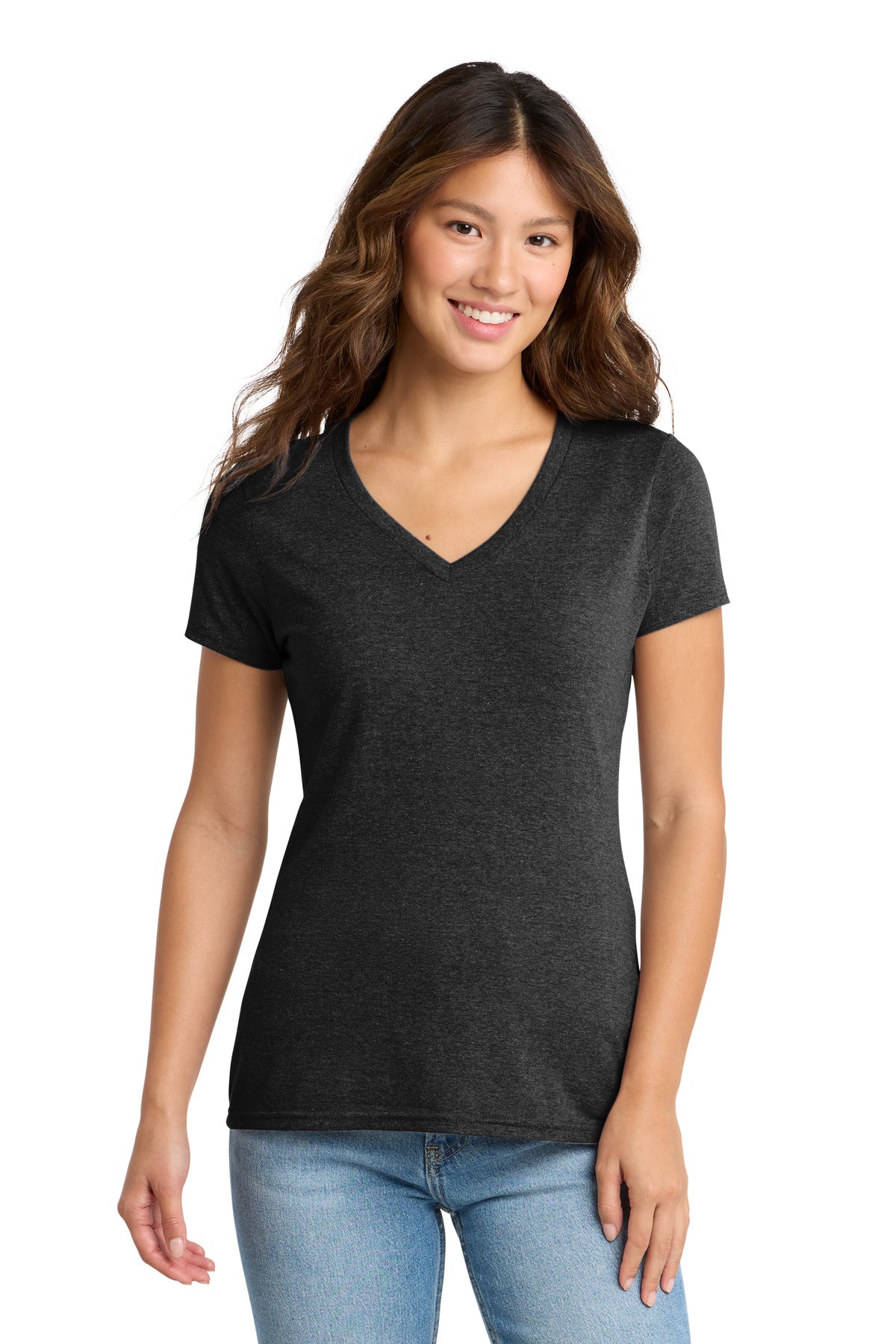 Custom Black Heather Women's Tri-Blend V-Neck Tee LPC330V, personalized by SanCanDo Swag in Argyle, TX