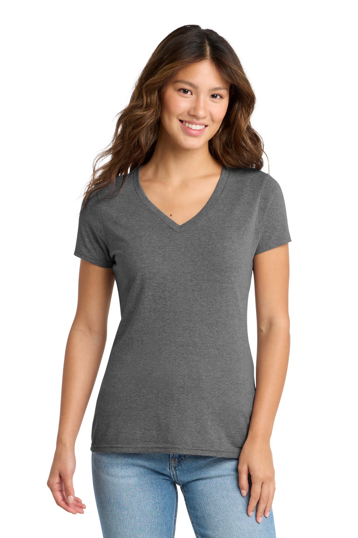 Custom Graphite Heather Women's Tri-Blend V-Neck Tee LPC330V, personalized by SanCanDo Swag in Argyle, TX