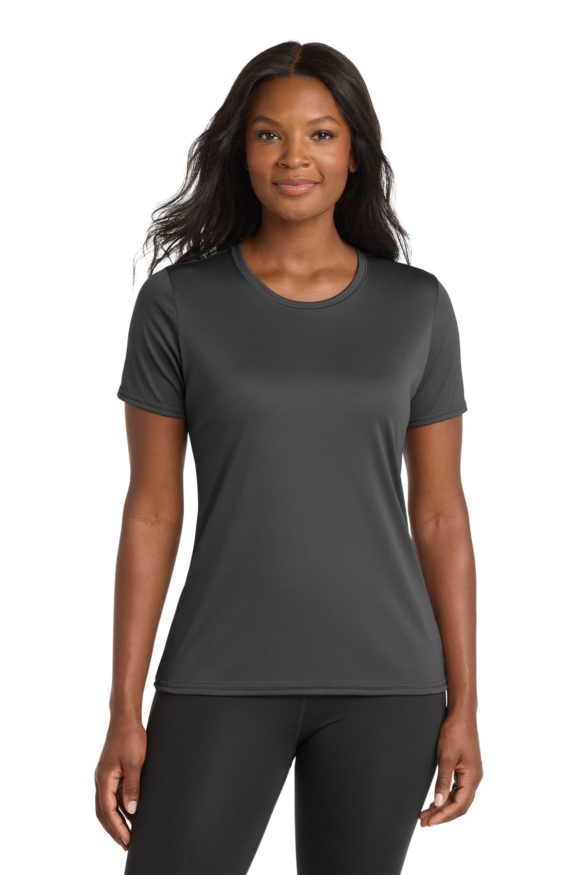Custom Charcoal Women's Performance Tee LPC380, personalized by SanCanDo Swag in Argyle, TX