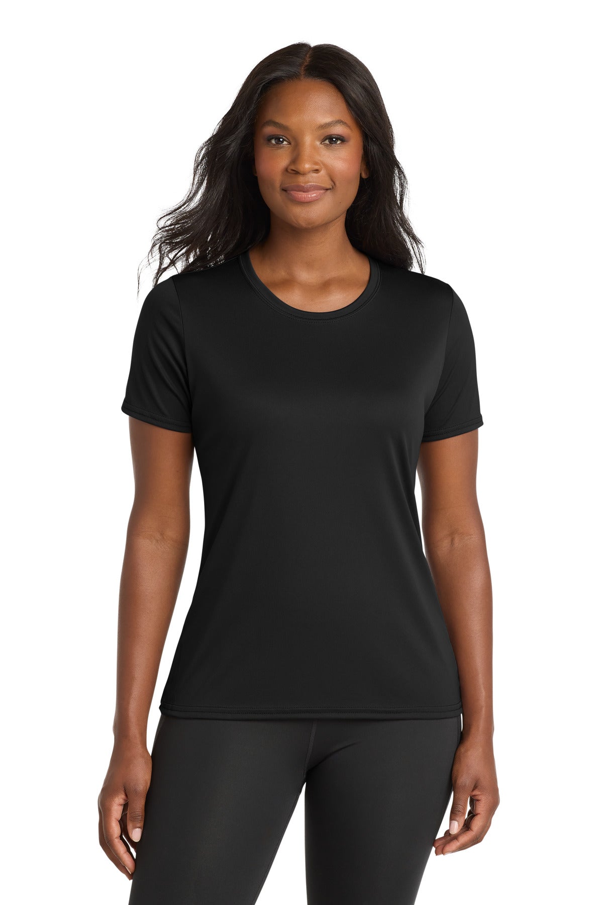 Custom Jet Black Women's Performance Tee LPC380, personalized by SanCanDo Swag in Argyle, TX