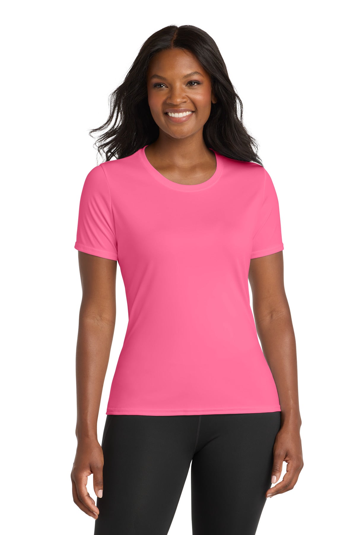 Custom Neon Pink Women's Performance Tee LPC380, personalized by SanCanDo Swag in Argyle, TX