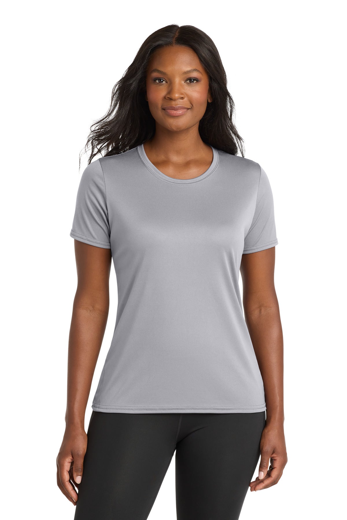 Custom Silver Women's Performance Tee LPC380, personalized by SanCanDo Swag in Argyle, TX