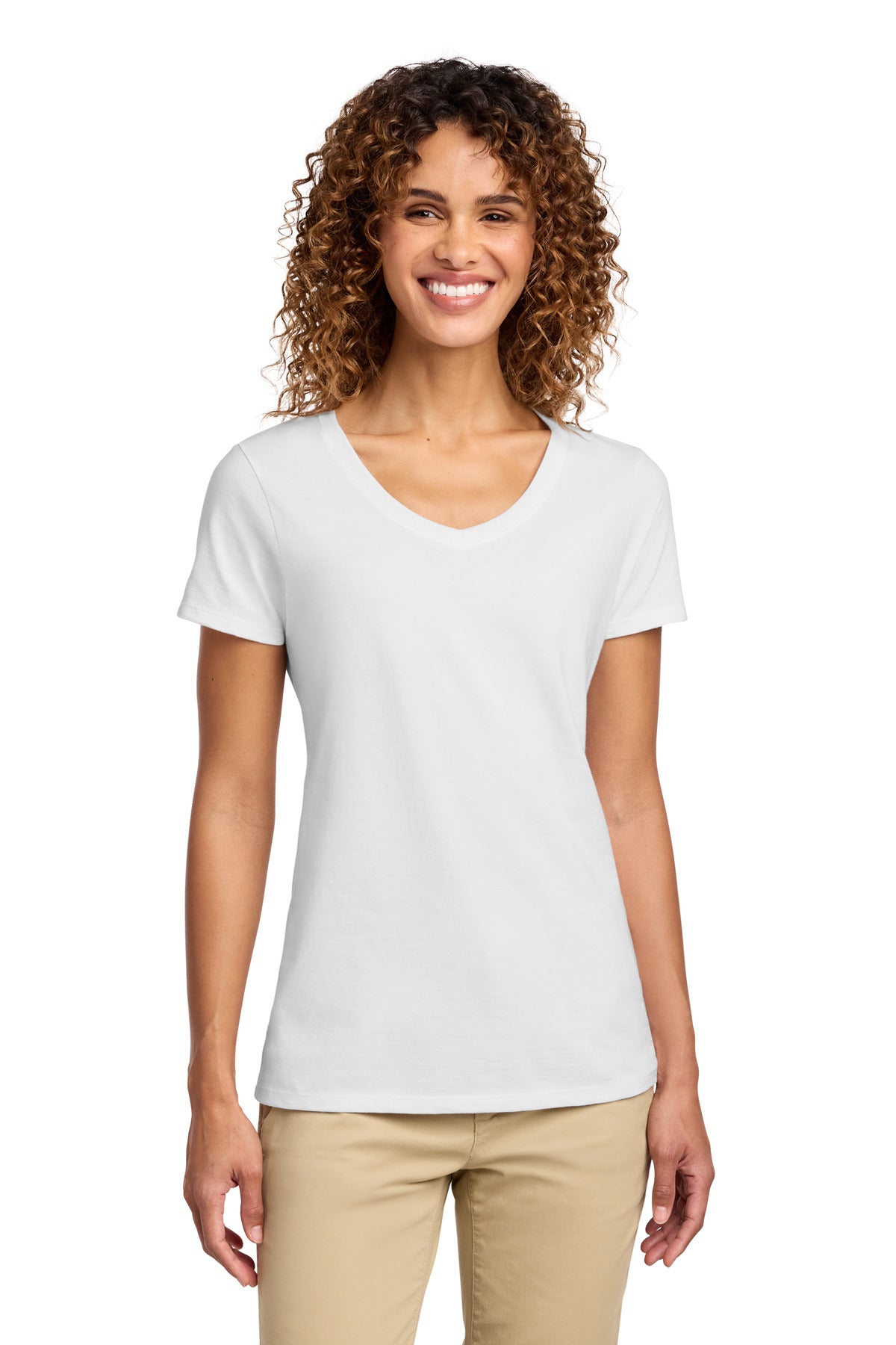 Custom White Women's Fan Favorite V-Neck Tee LPC450V, personalized by SanCanDo Swag in Argyle, TX