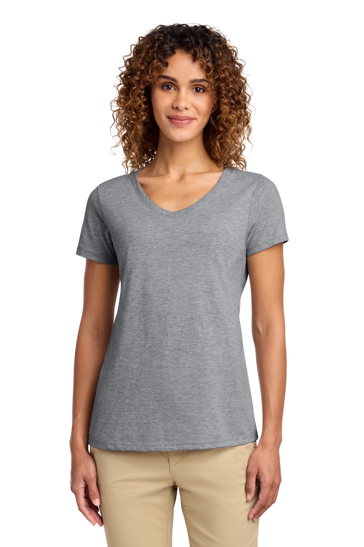 Custom Athletic Heather Women's Fan Favorite V-Neck Tee LPC450V, personalized by SanCanDo Swag in Argyle, TX