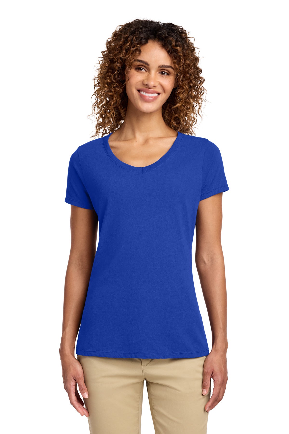 Custom True Royal Women's Fan Favorite V-Neck Tee LPC450V, personalized by SanCanDo Swag in Argyle, TX