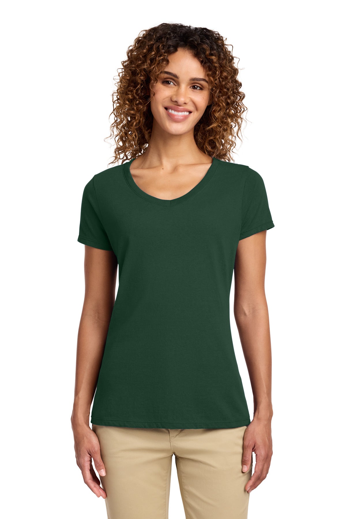 Custom Forest Green Women's Fan Favorite V-Neck Tee LPC450V, personalized by SanCanDo Swag in Argyle, TX