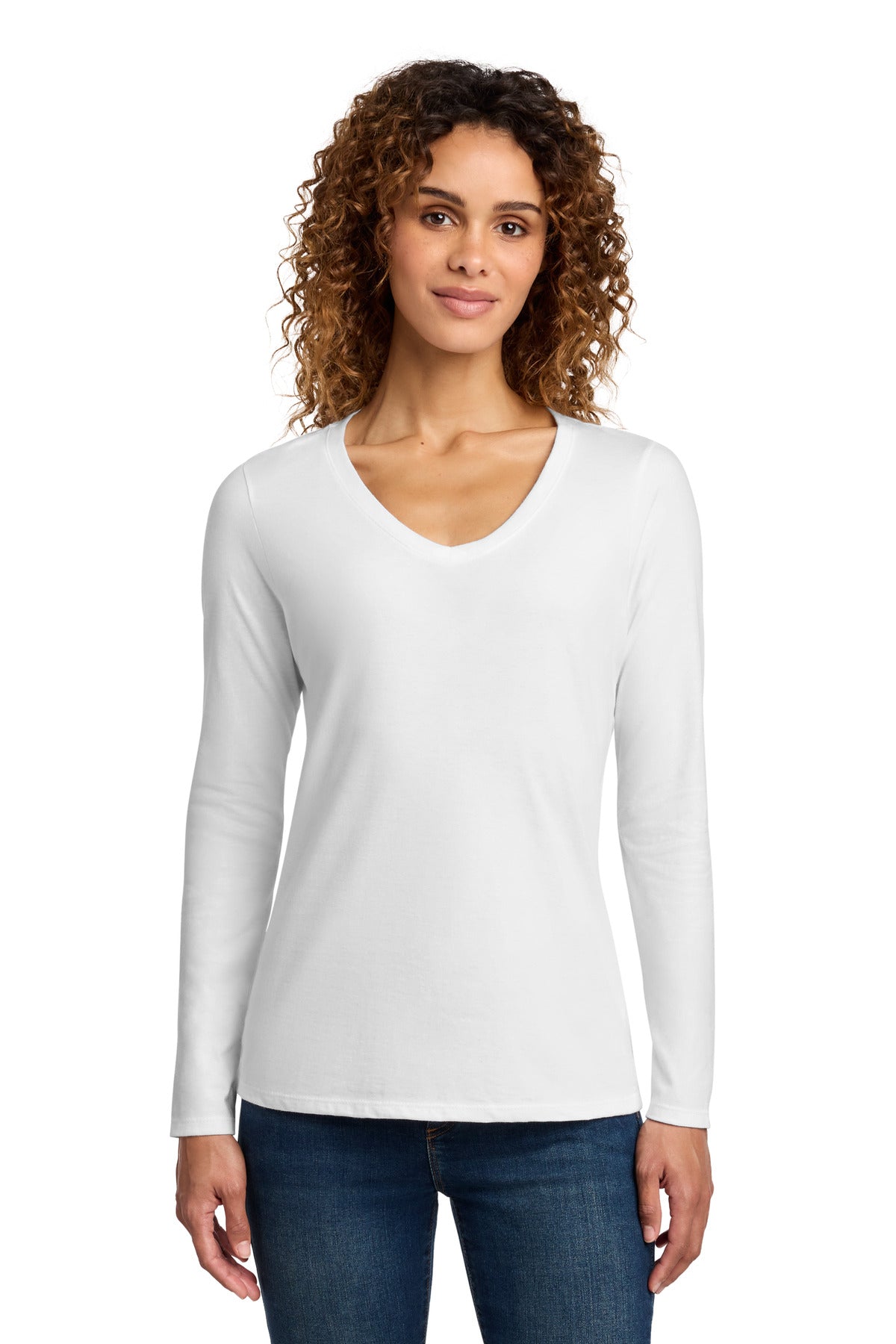 Custom White Long Sleeve Fan Favorite V-Neck Tee LPC450VLS, personalized by SanCanDo Swag in Argyle, TX
